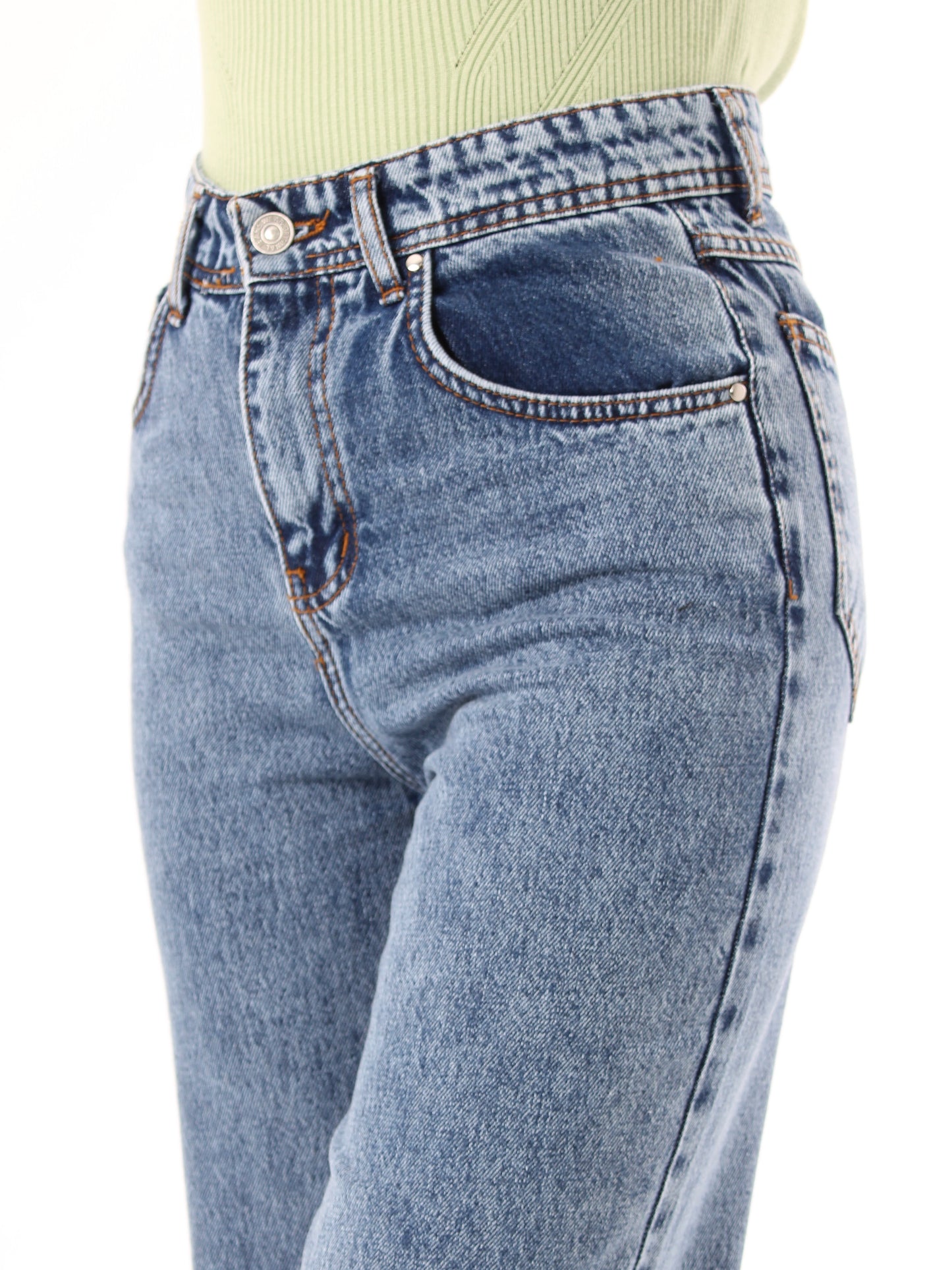 Mid Blue Anna Straight Leg Full Length Jeans