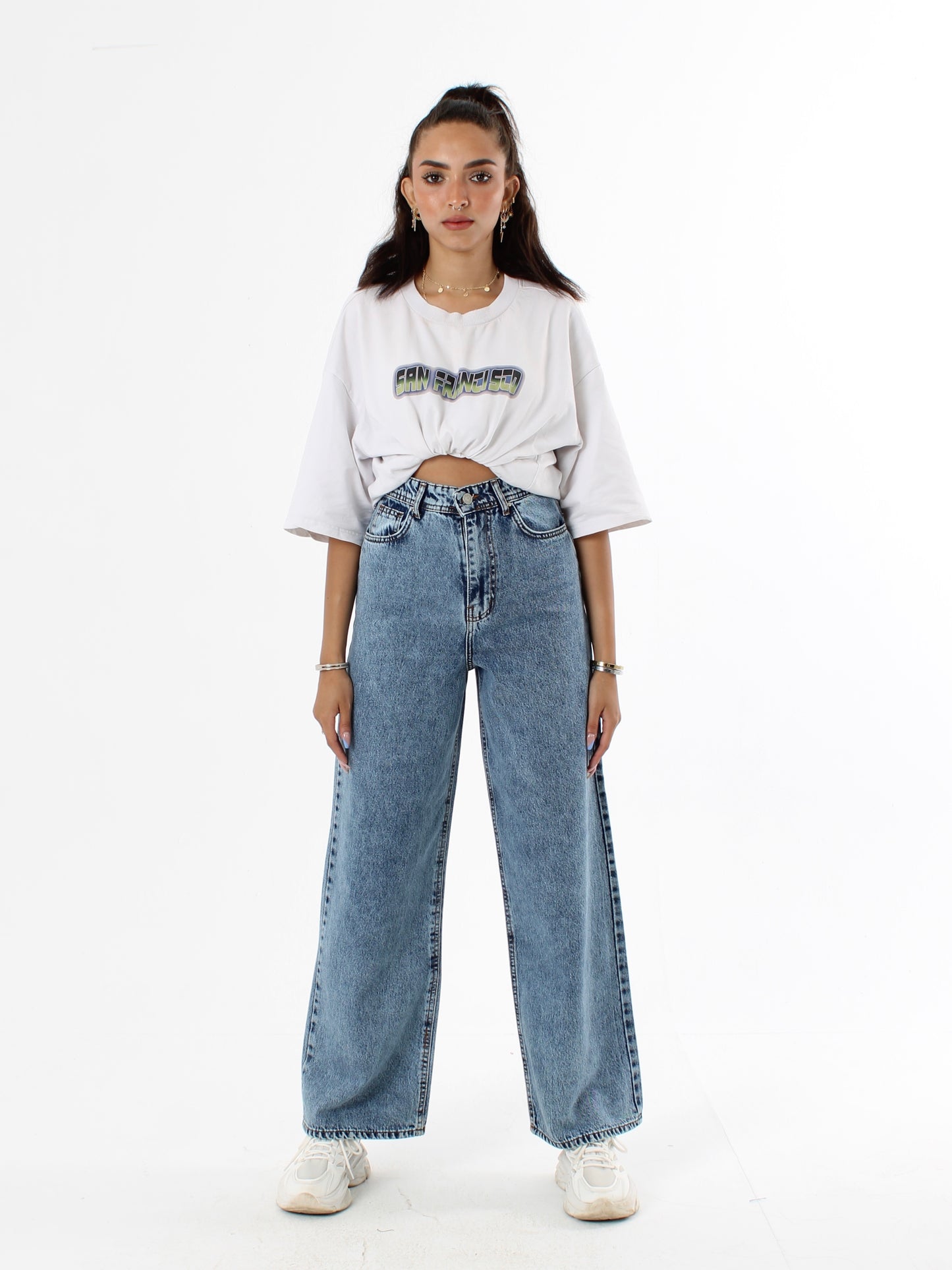 Mid Blue Masha Wide Leg Jeans