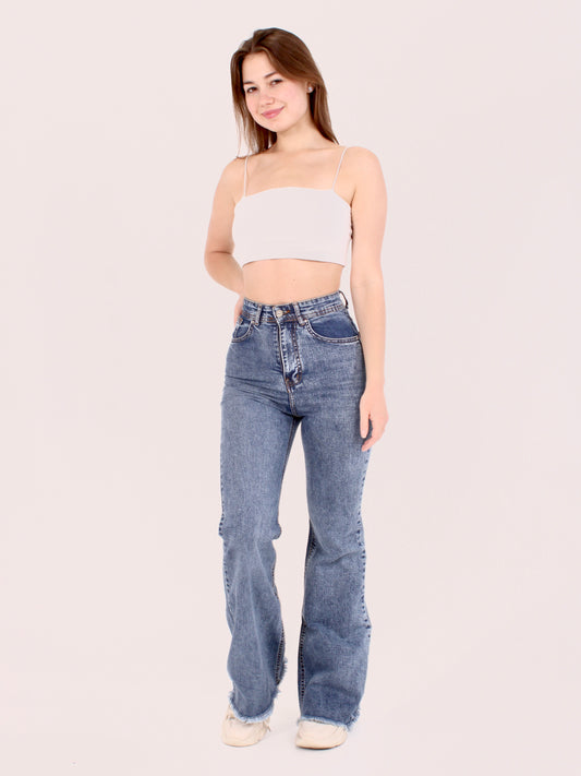 Cropped Mid Blue Viki Flared 70's