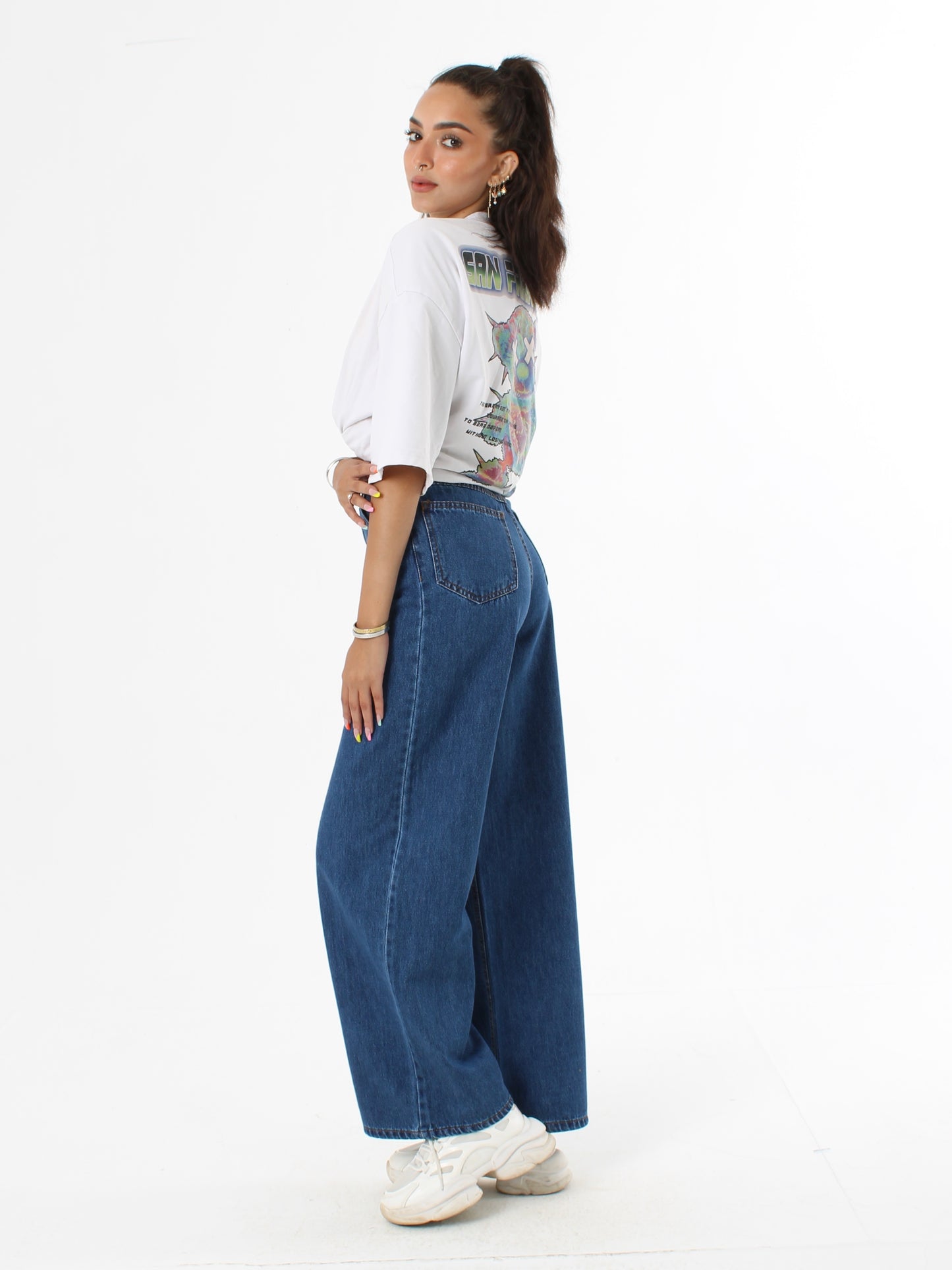 Dark Blue Masha Wide Leg Jeans