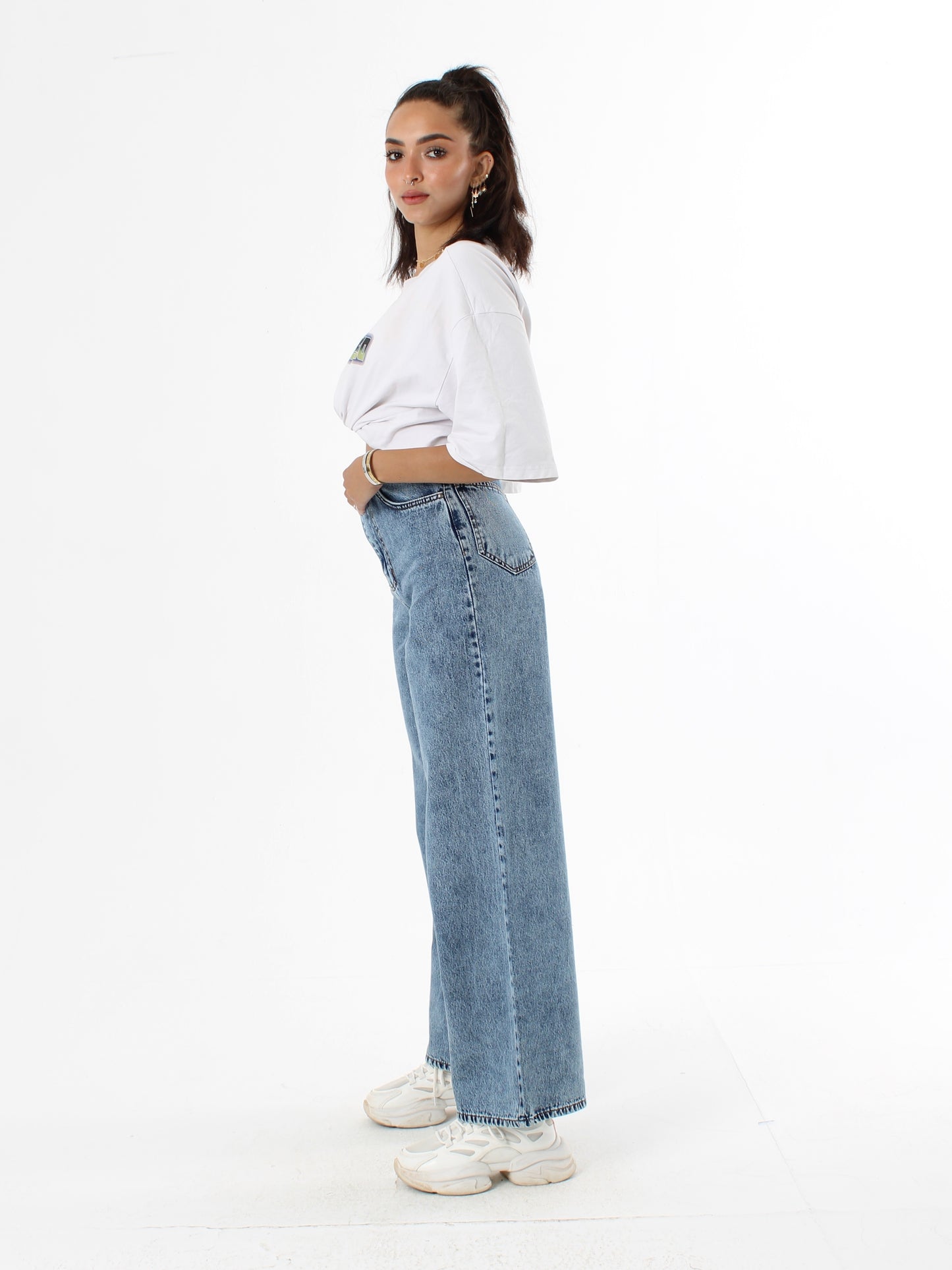 Mid Blue Masha Wide Leg Jeans