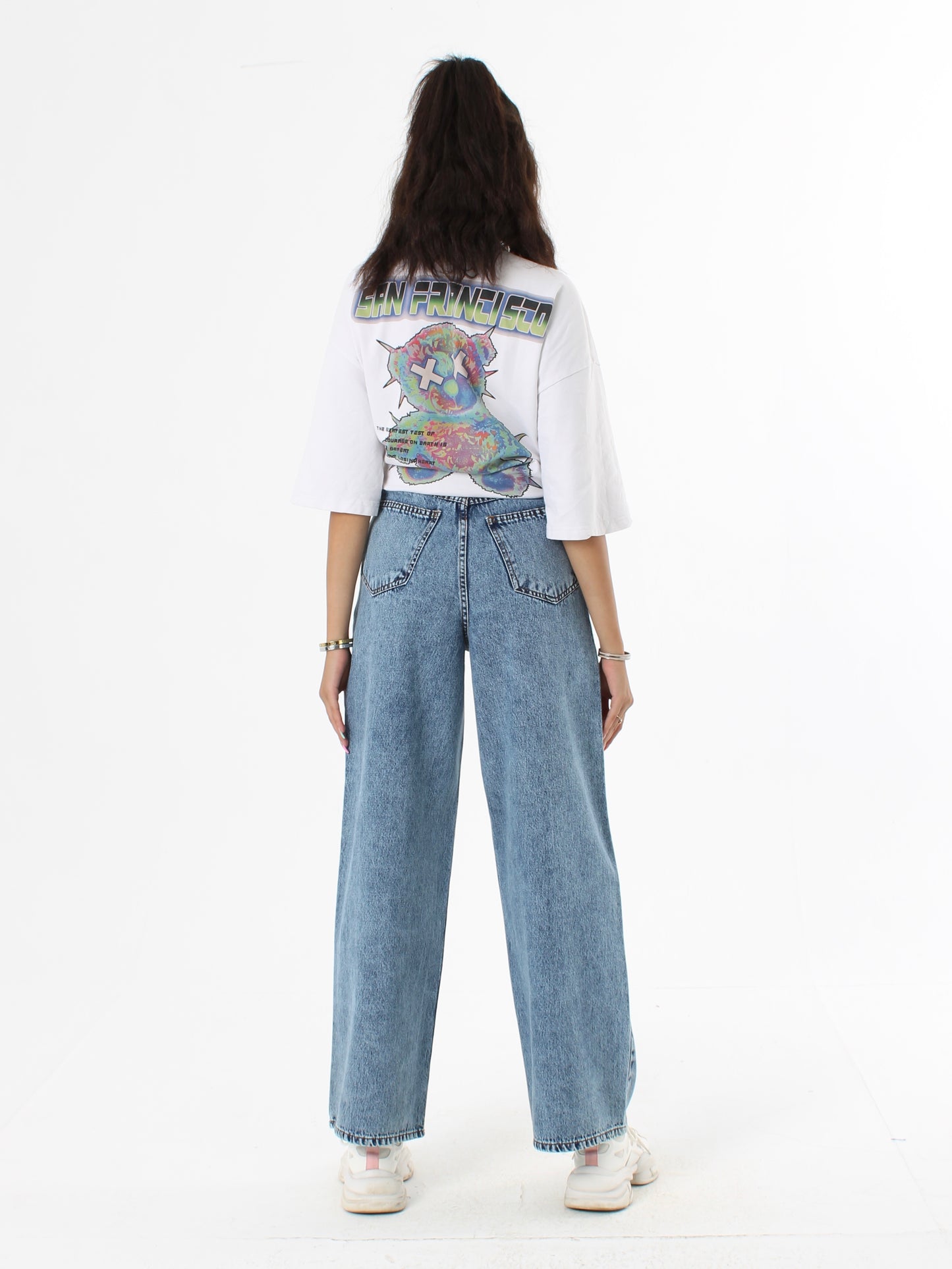 Mid Blue Masha Wide Leg Jeans