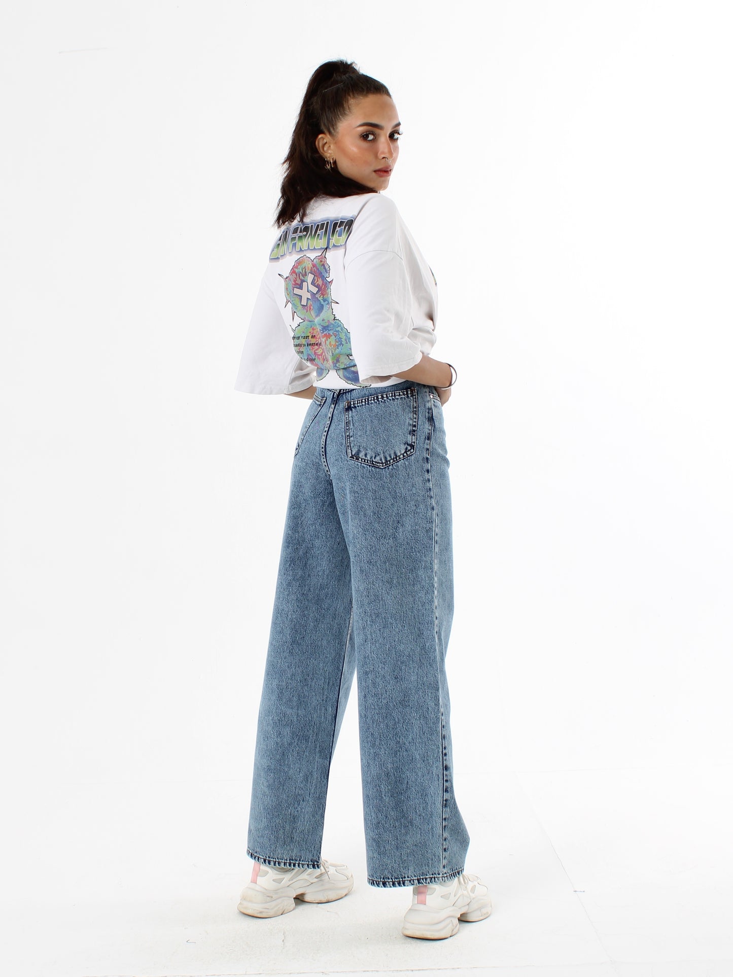 Mid Blue Masha Wide Leg Jeans
