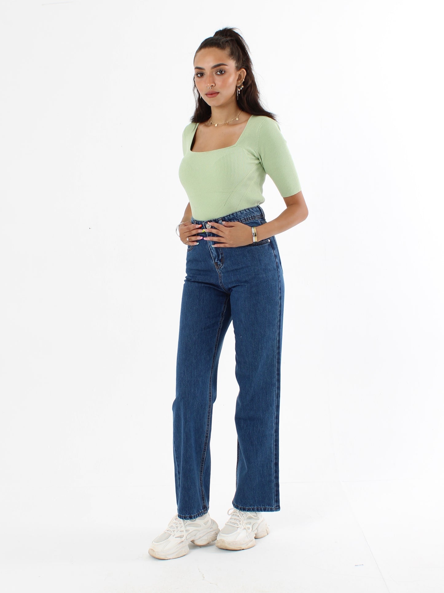 Dark Blue Anna Straight Leg Full Length Jeans