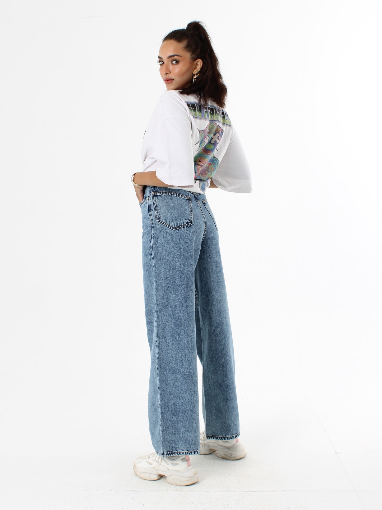 Mid Blue Masha Wide Leg Jeans