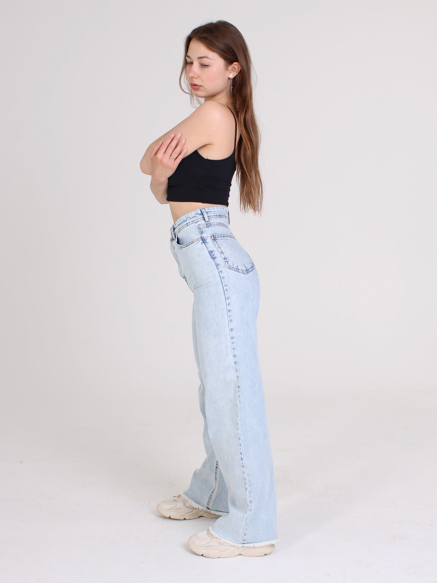 Light Blue Cropped Masha Wide Leg Jeans