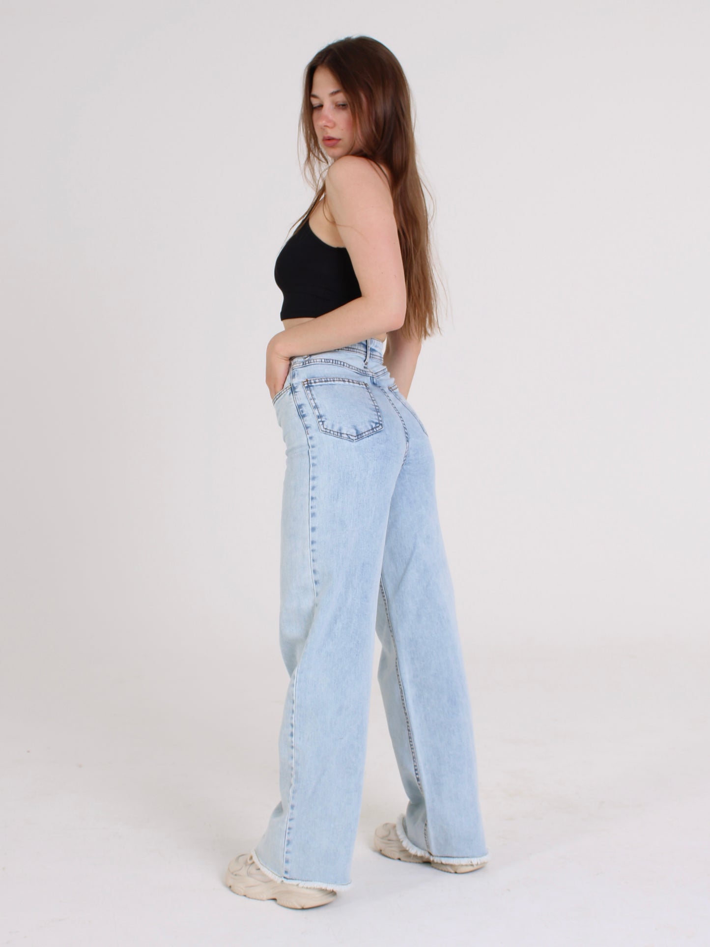 Light Blue Cropped Masha Wide Leg Jeans