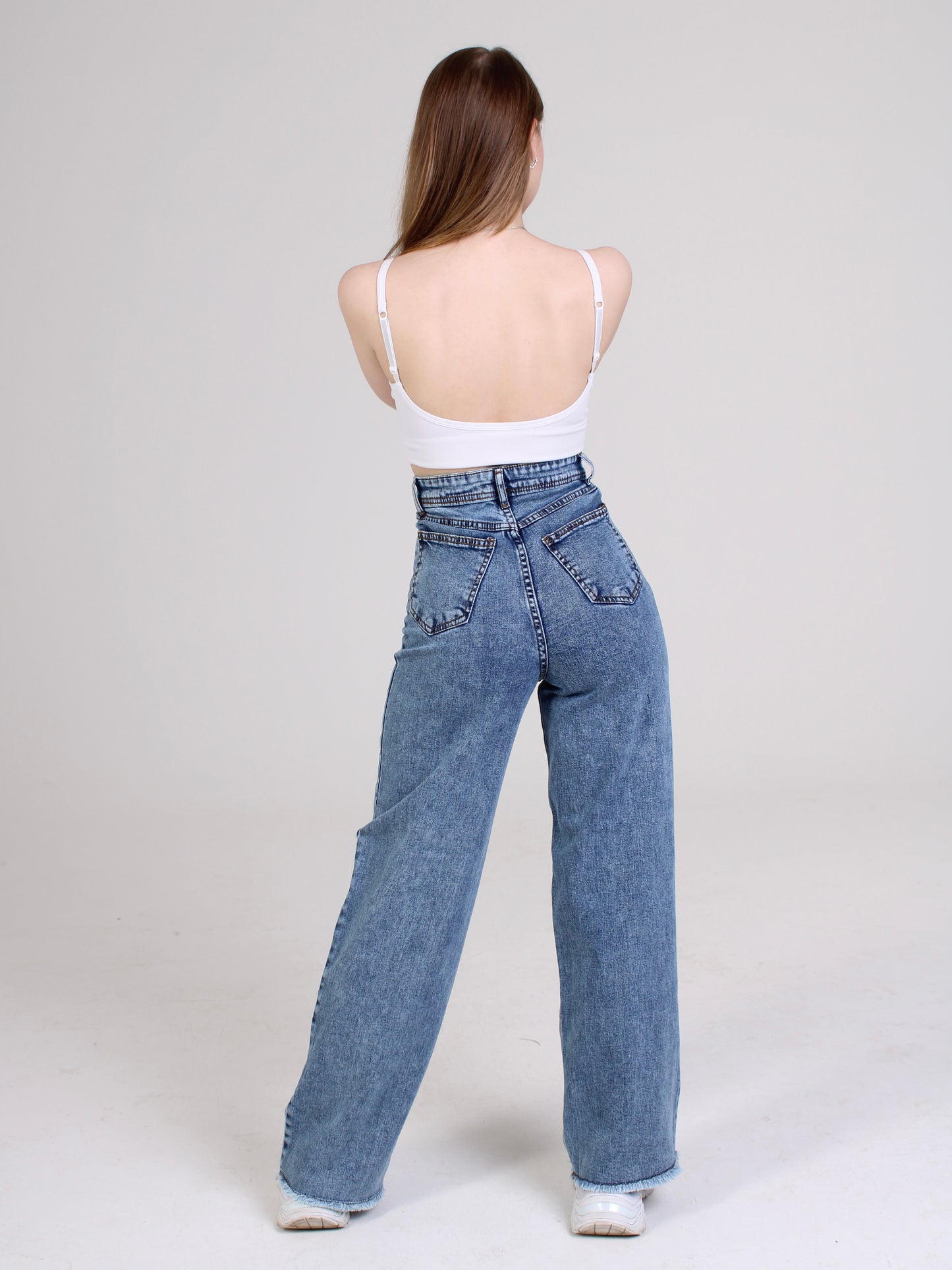 Dark Blue Cropped Masha Wide Leg Jeans