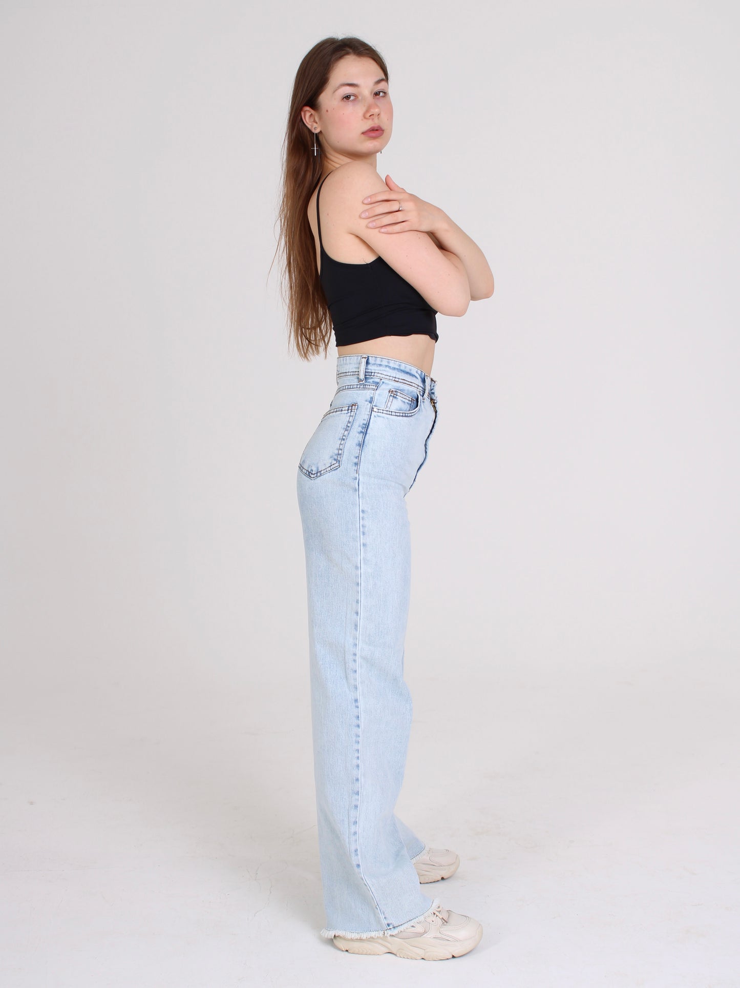 Light Blue Cropped Masha Wide Leg Jeans