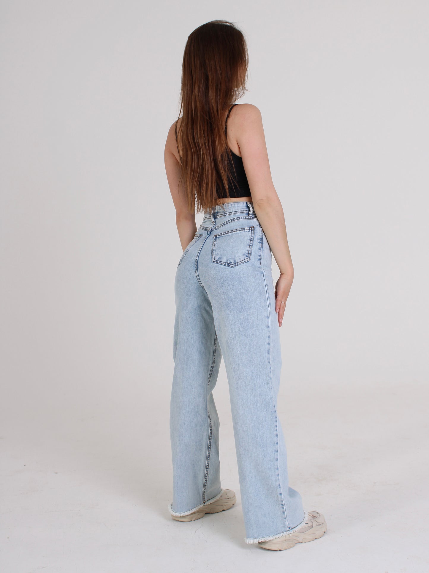 Light Blue Cropped Masha Wide Leg Jeans
