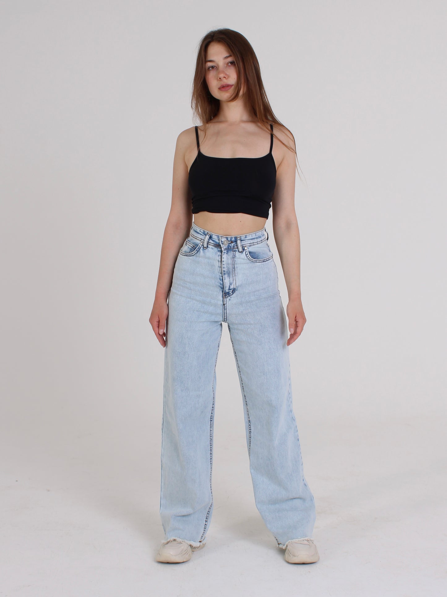 Light Blue Cropped Masha Wide Leg Jeans
