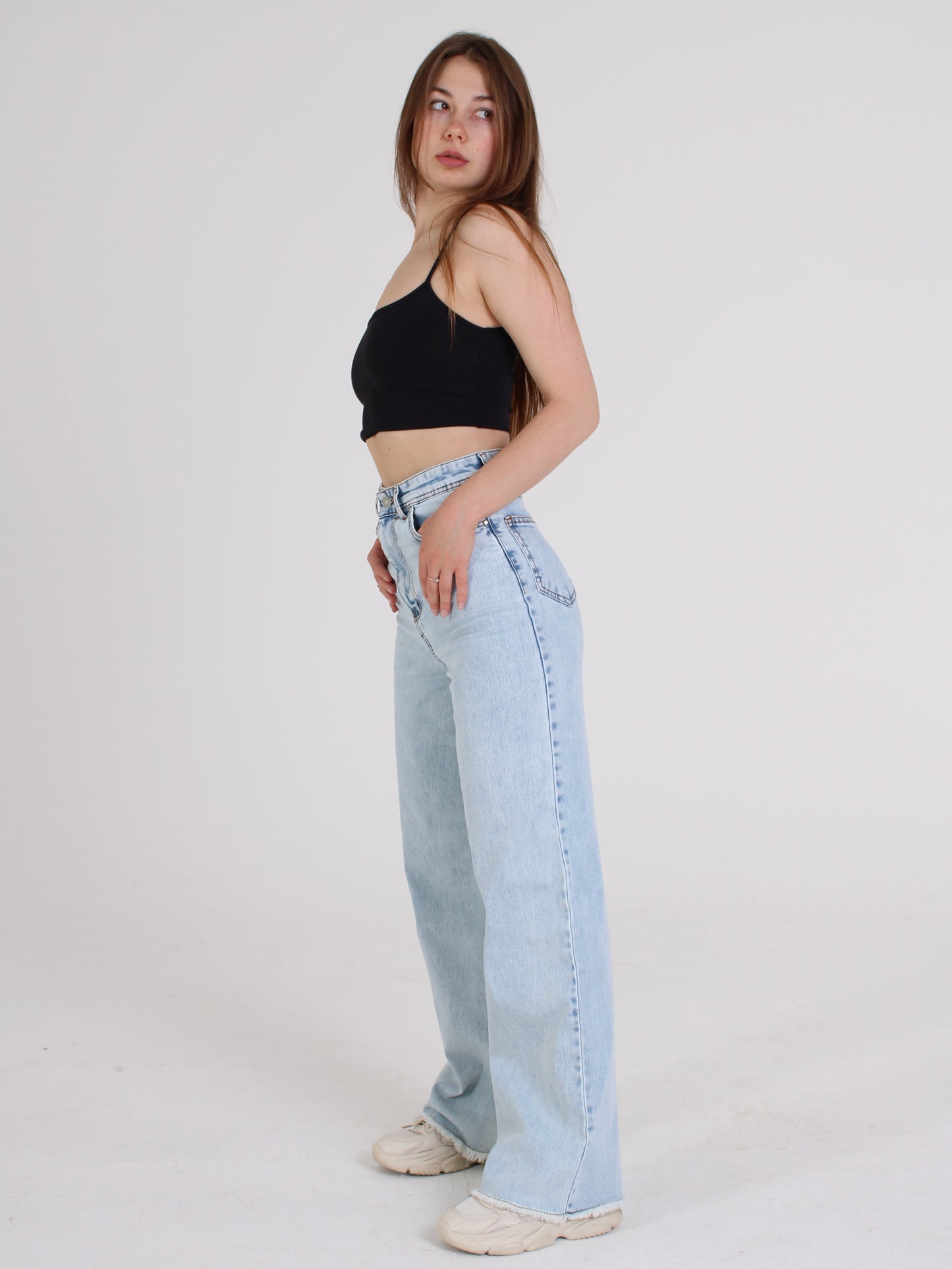 Light Blue Cropped Masha Wide Leg Jeans