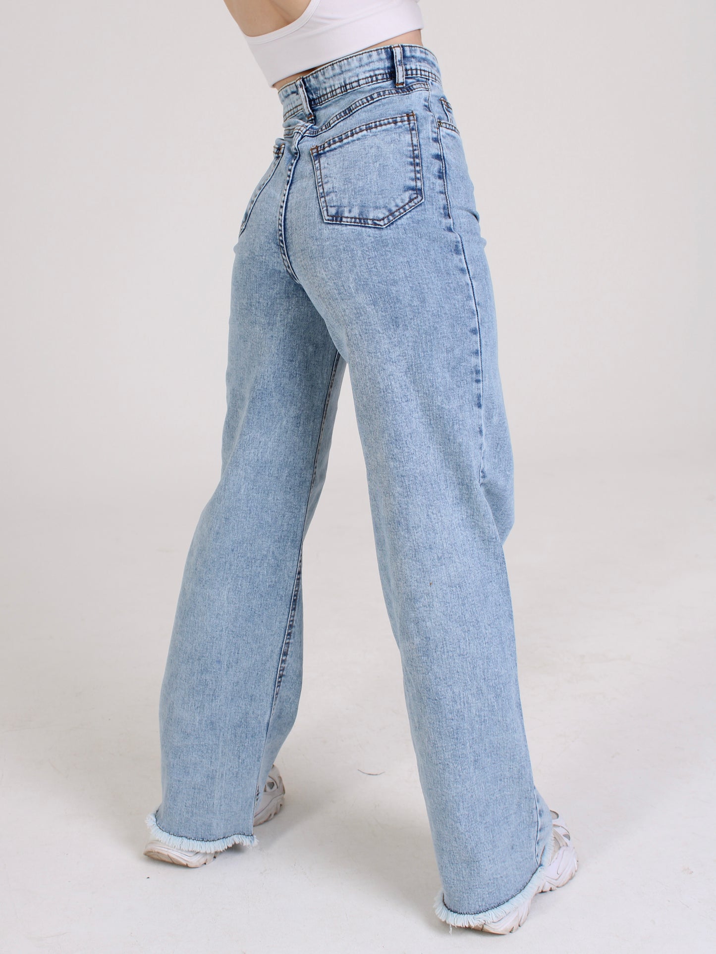 Ocean Blue Cropped Masha Wide Leg Jeans