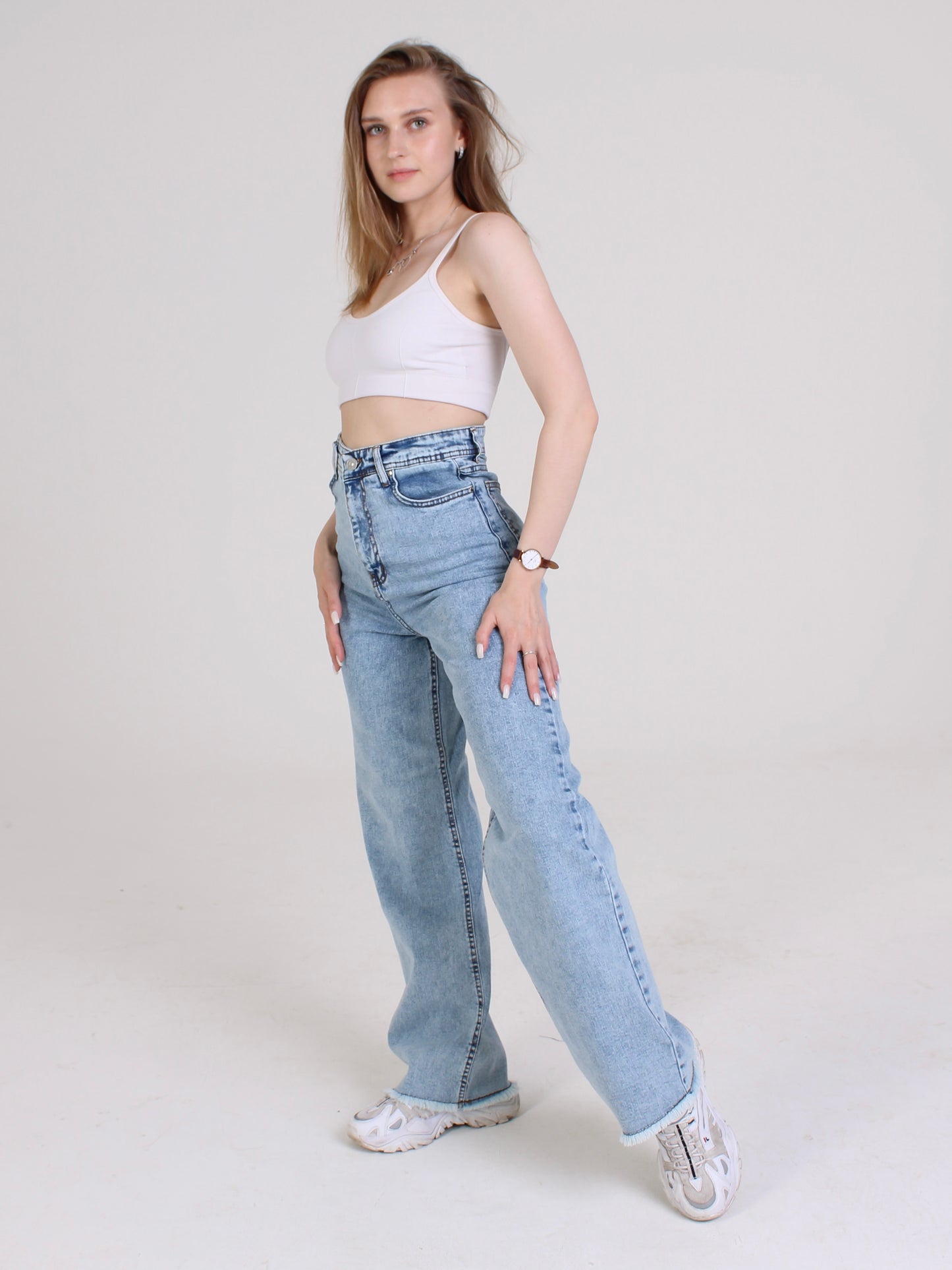 Ocean Blue Cropped Masha Wide Leg Jeans