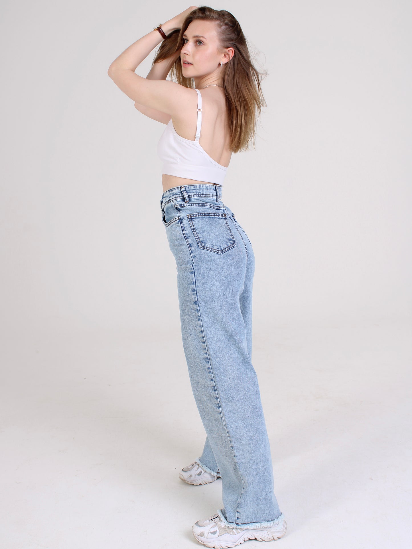 Ocean Blue Cropped Masha Wide Leg Jeans
