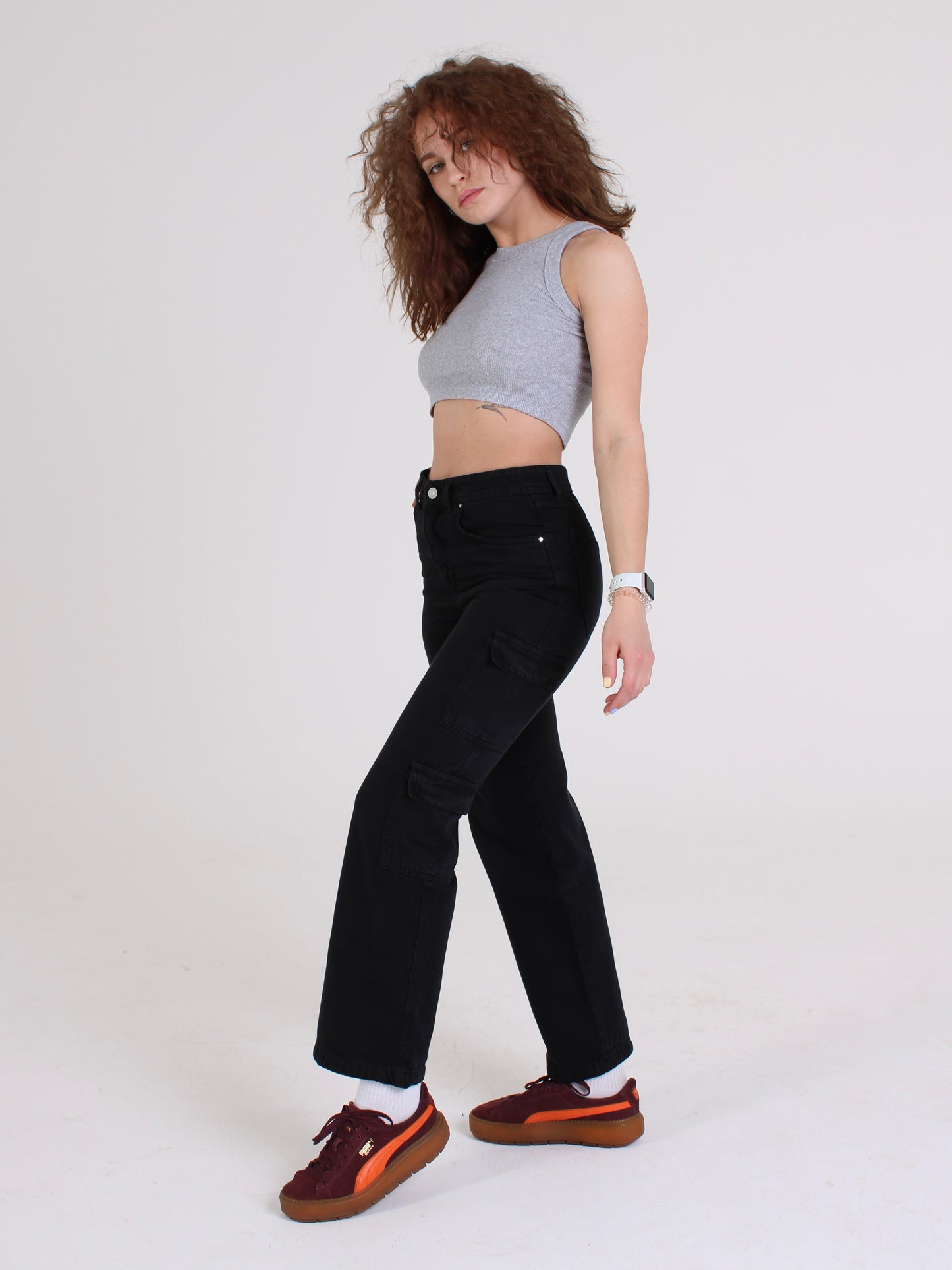 Black Katya Cargo Straight Leg Jeans