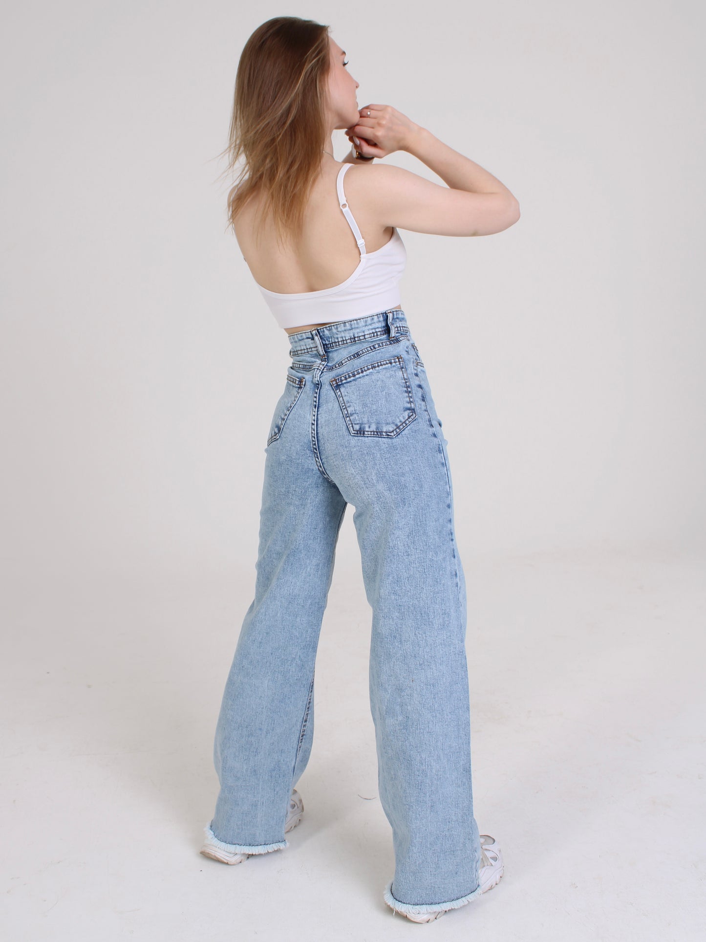 Ocean Blue Cropped Masha Wide Leg Jeans