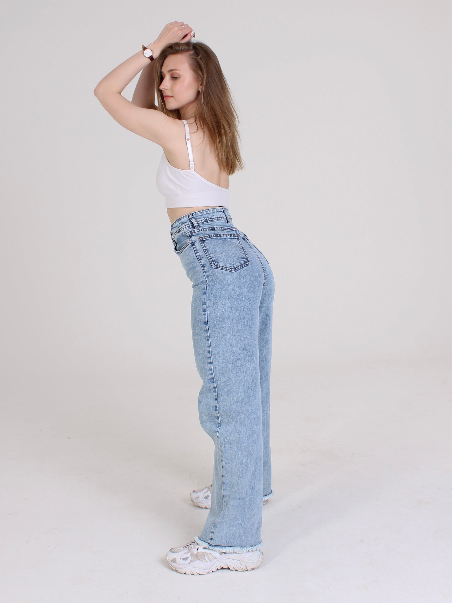 Ocean Blue Cropped Masha Wide Leg Jeans