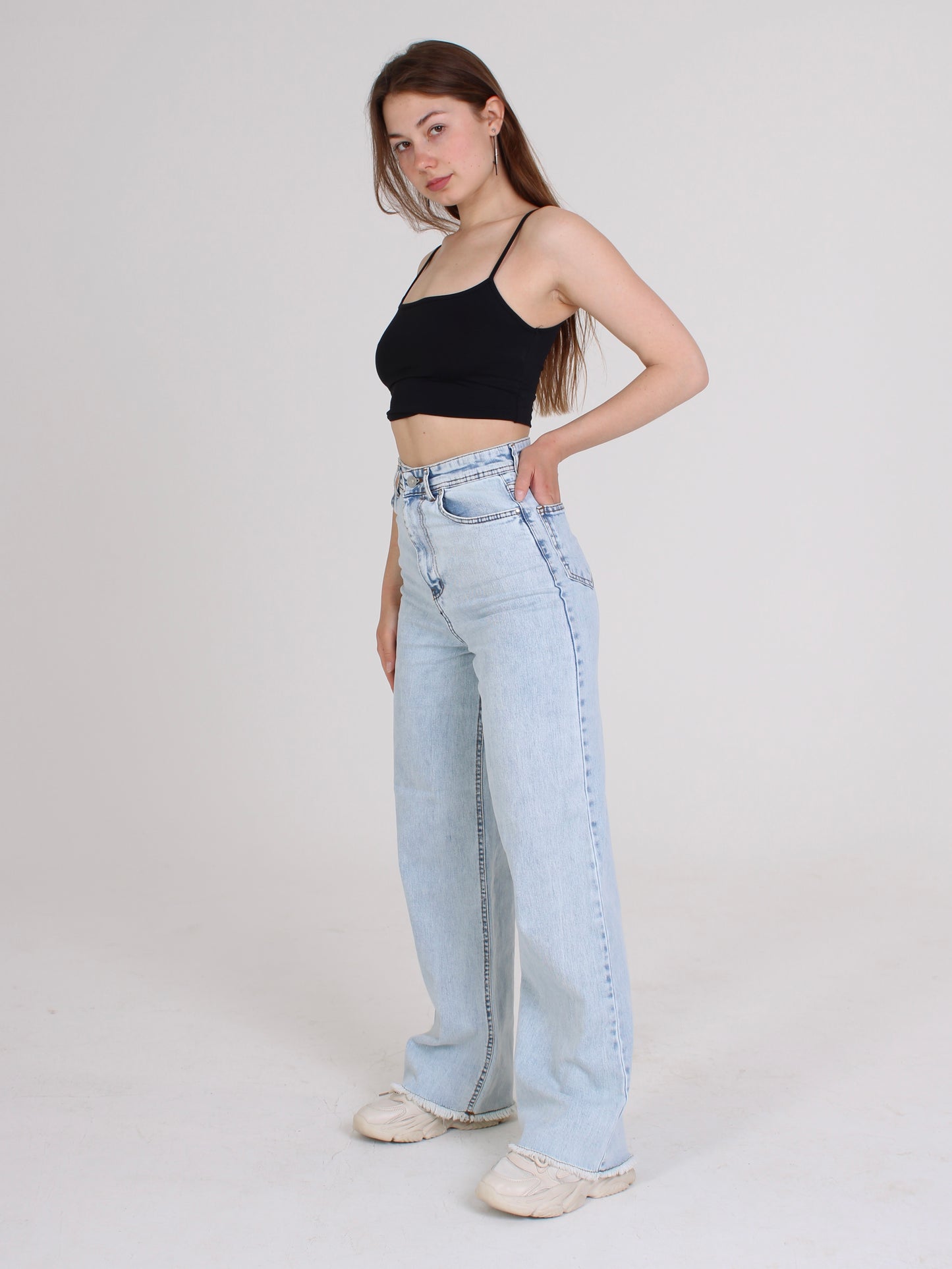 Light Blue Cropped Masha Wide Leg Jeans