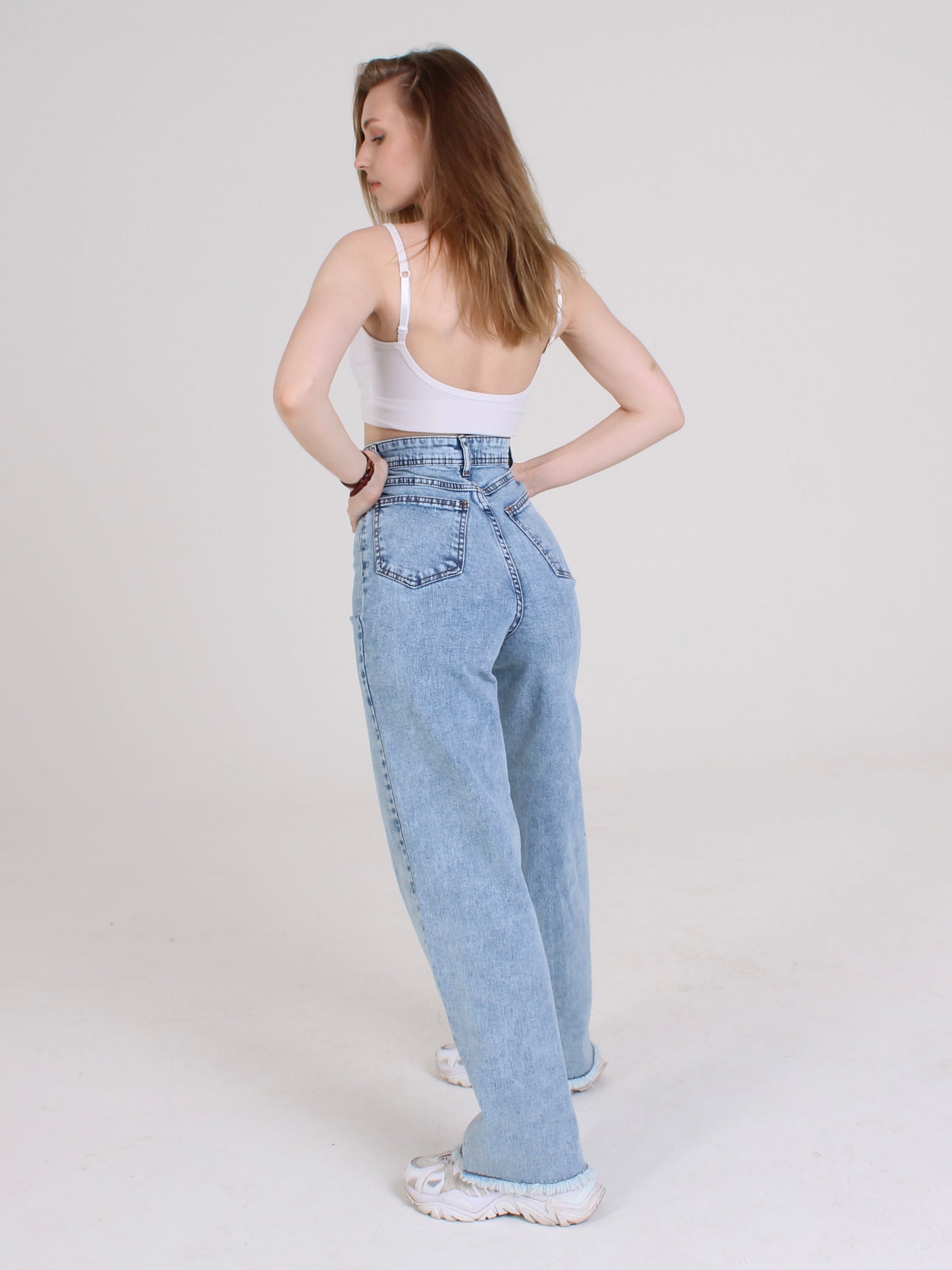 Ocean Blue Cropped Masha Wide Leg Jeans
