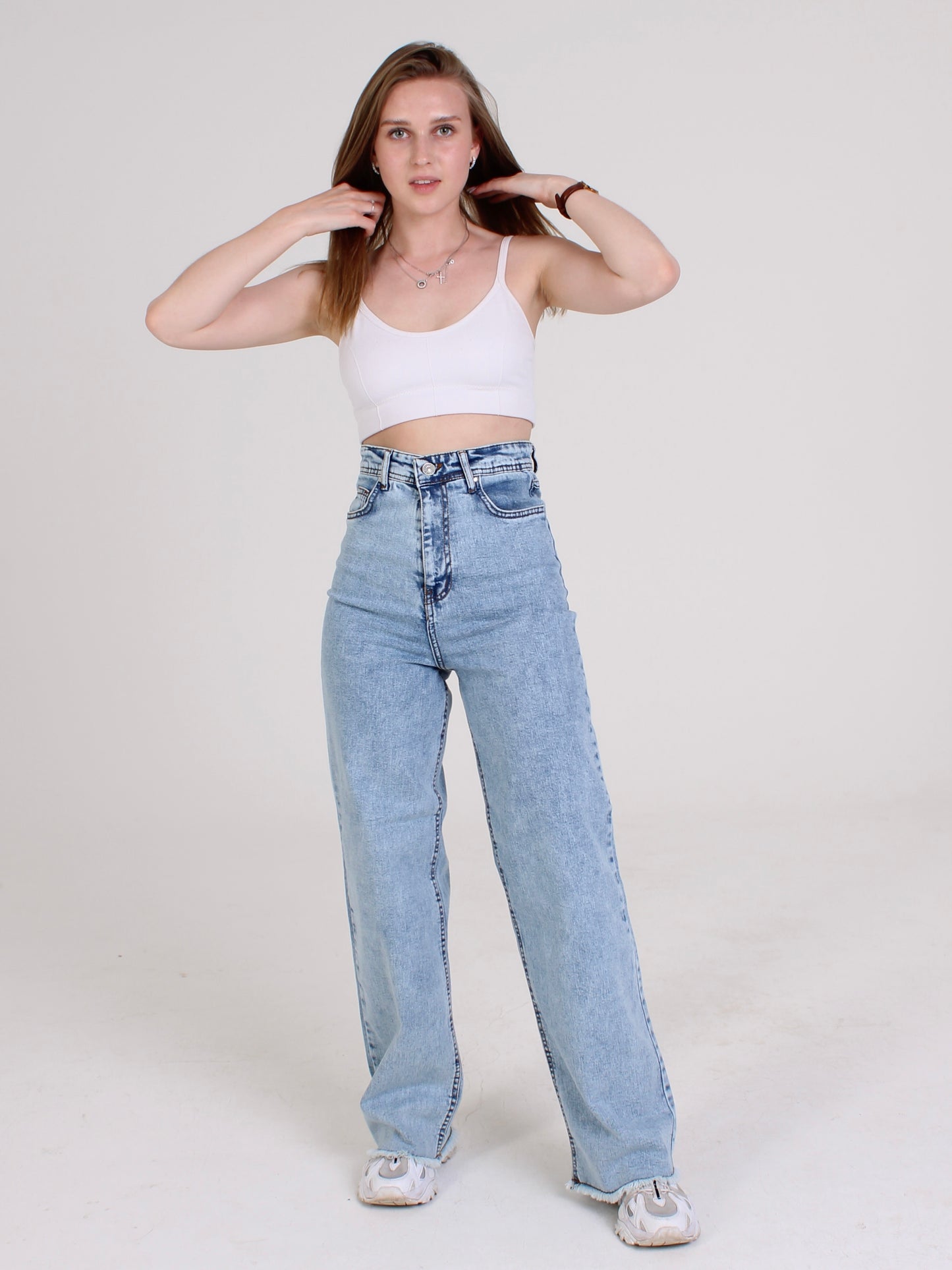 Ocean Blue Cropped Masha Wide Leg Jeans