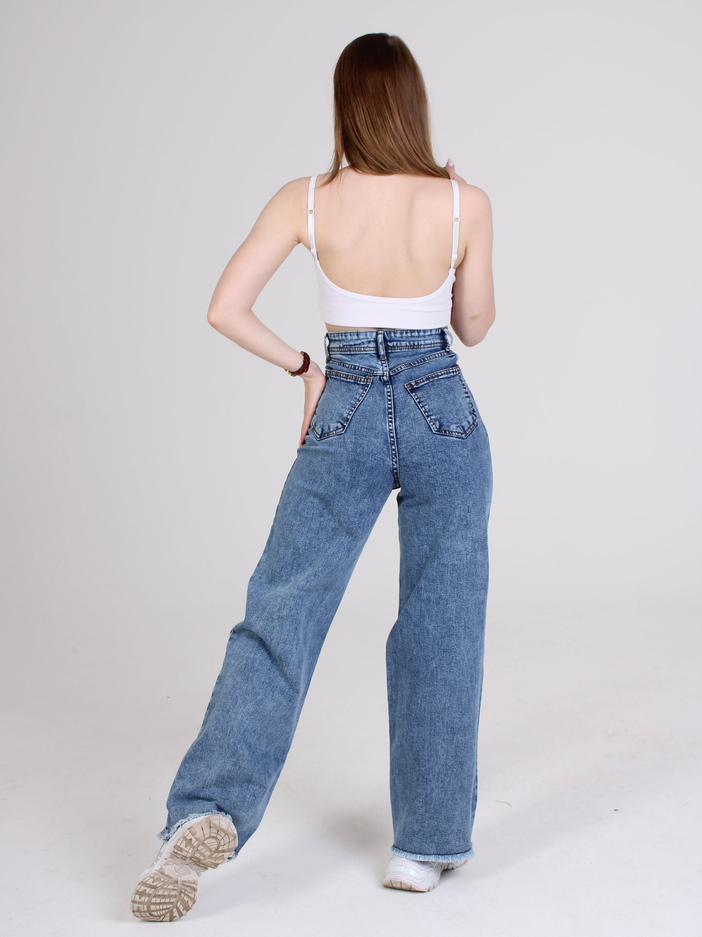 Dark Blue Cropped Masha Wide Leg Jeans