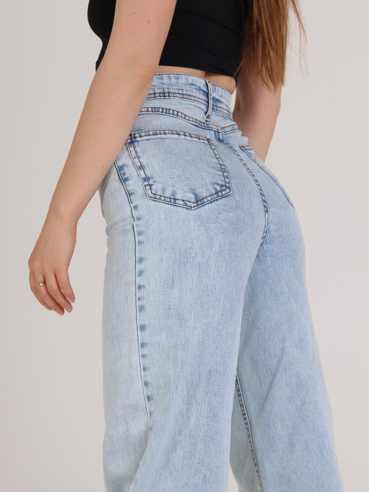 Light Blue Cropped Masha Wide Leg Jeans