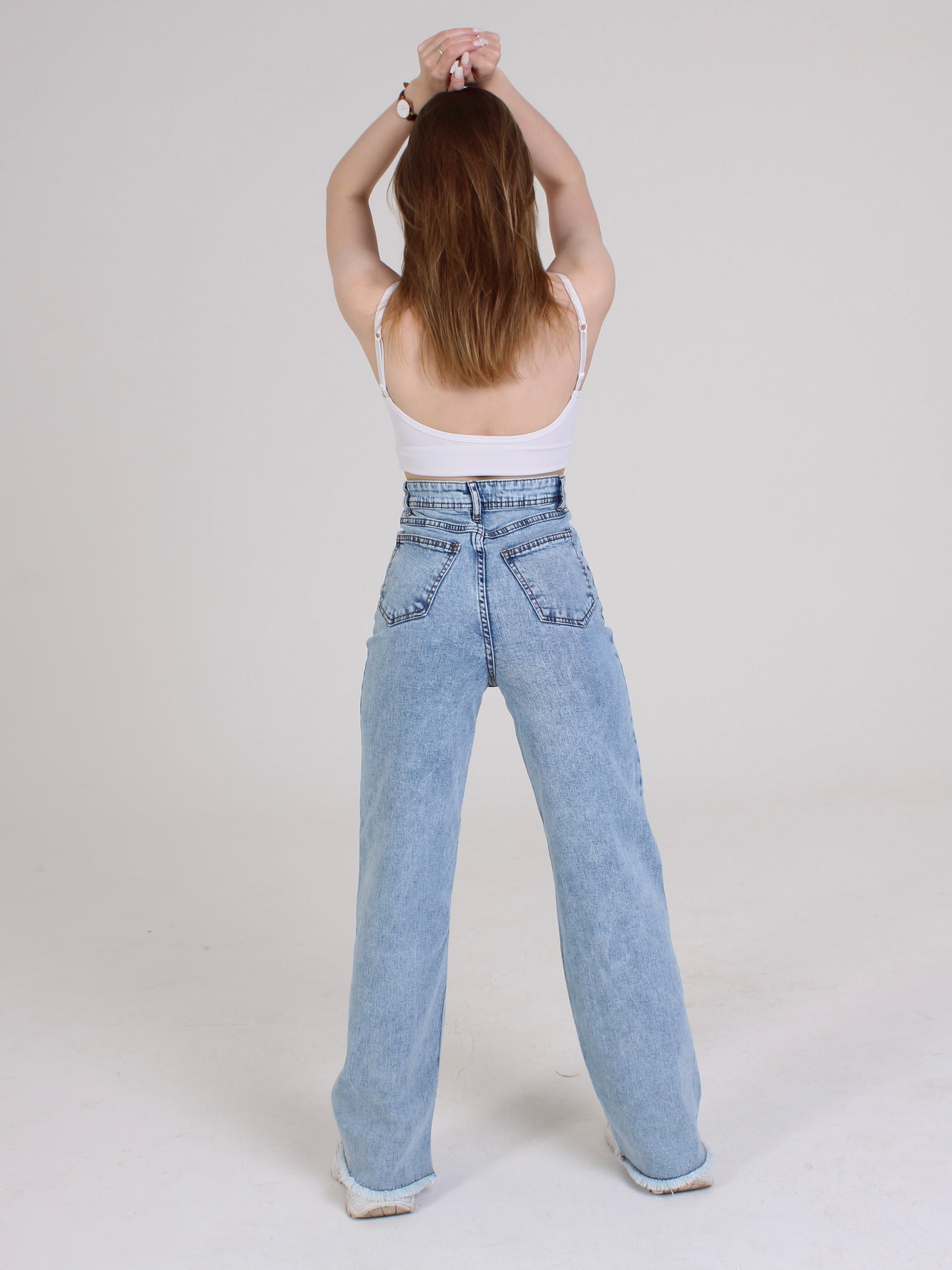 Ocean Blue Cropped Masha Wide Leg Jeans