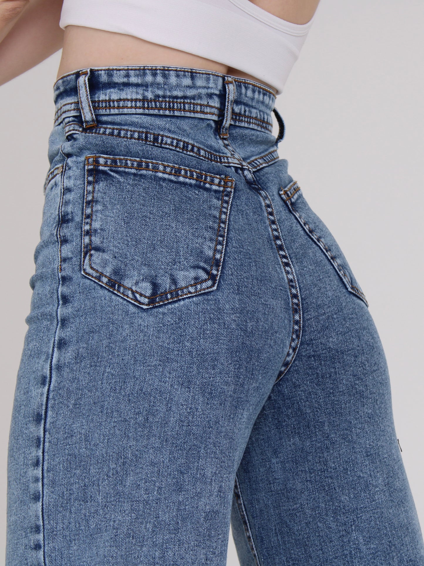 Dark Blue Cropped Masha Wide Leg Jeans