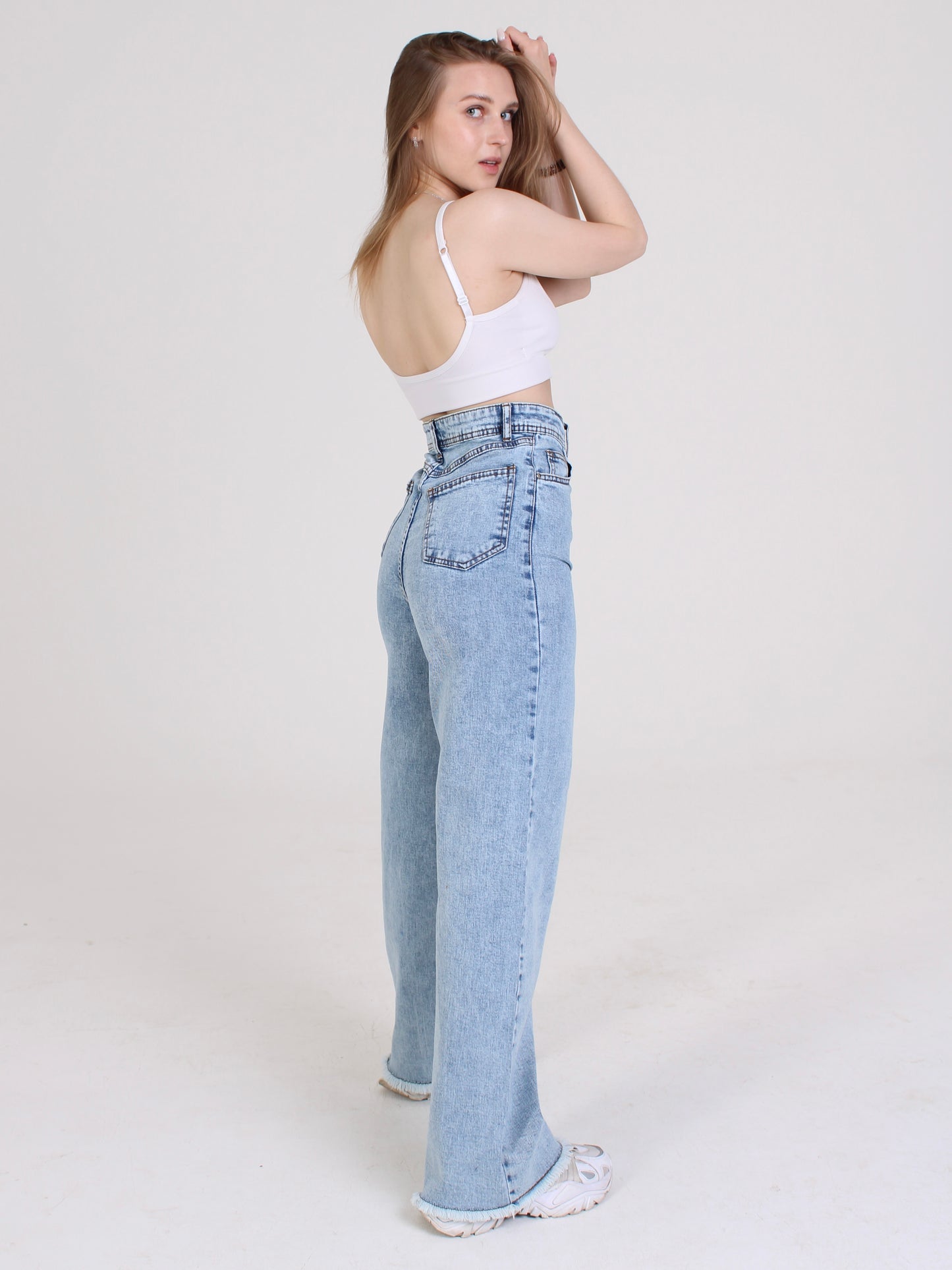 Ocean Blue Cropped Masha Wide Leg Jeans