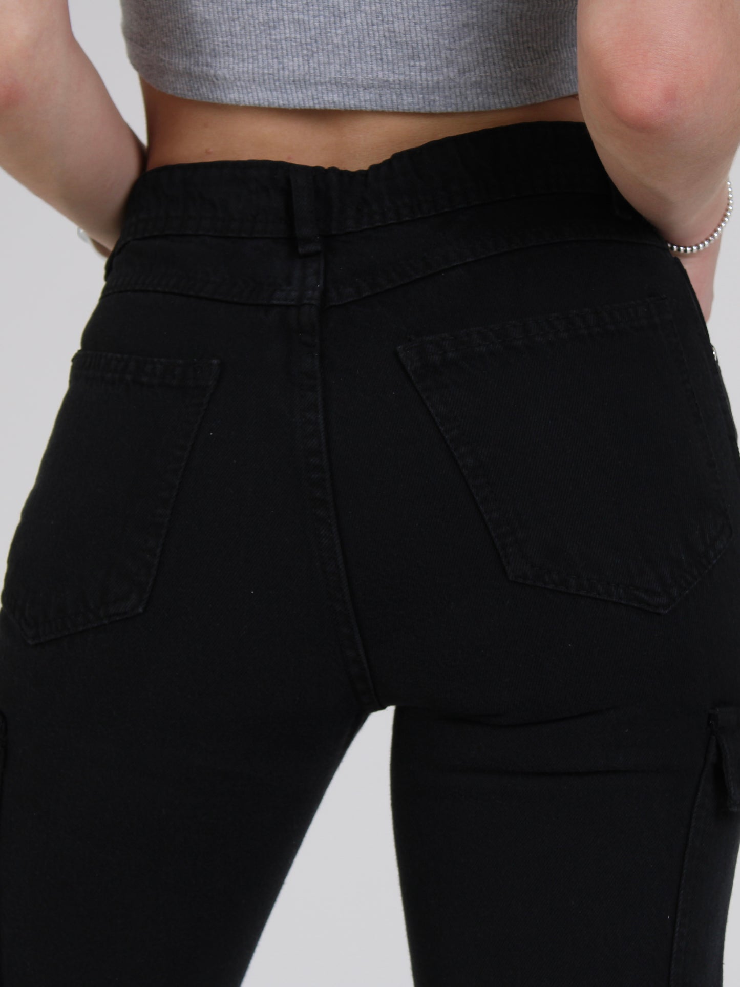 Black Katya Cargo Straight Leg Jeans