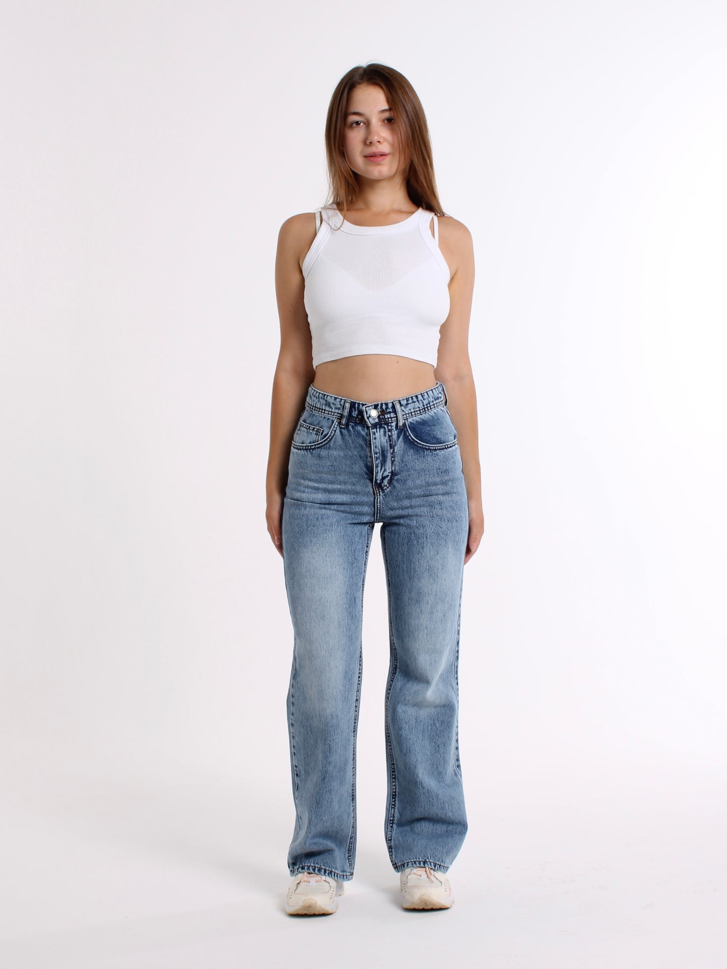 Mid Blue Anna Straight Leg Jeans