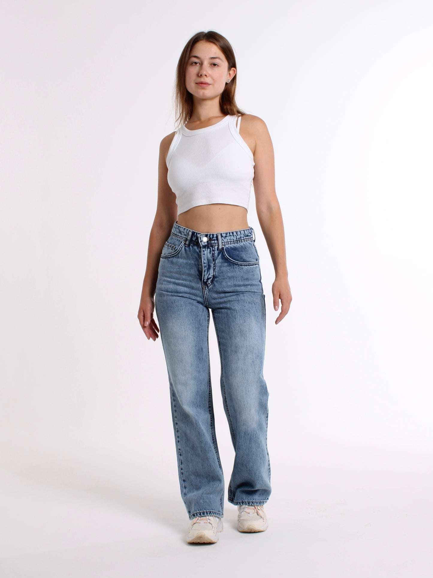 Mid Blue Anna Straight Leg Jeans