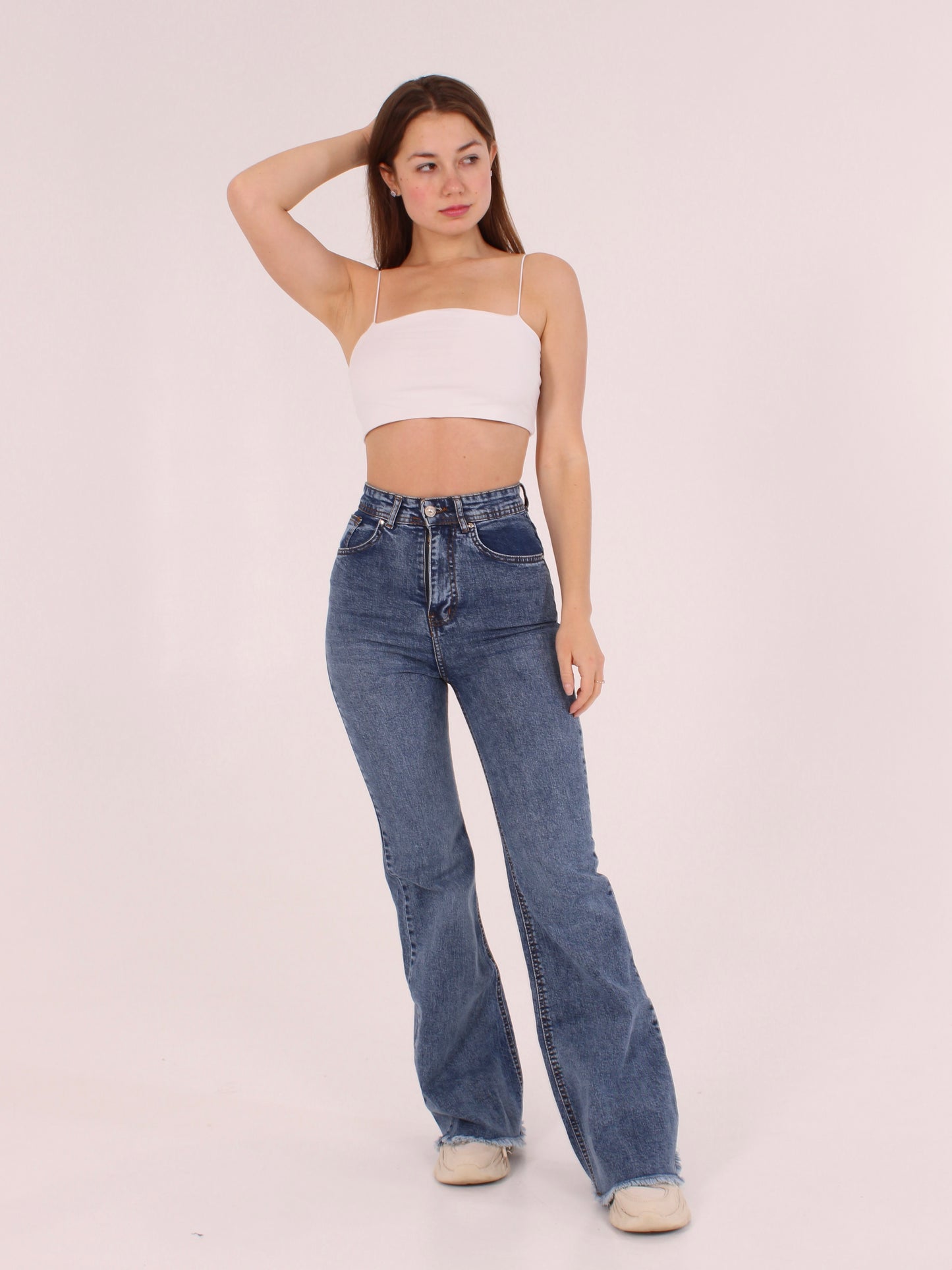 Cropped Mid Blue Viki Flared 70's