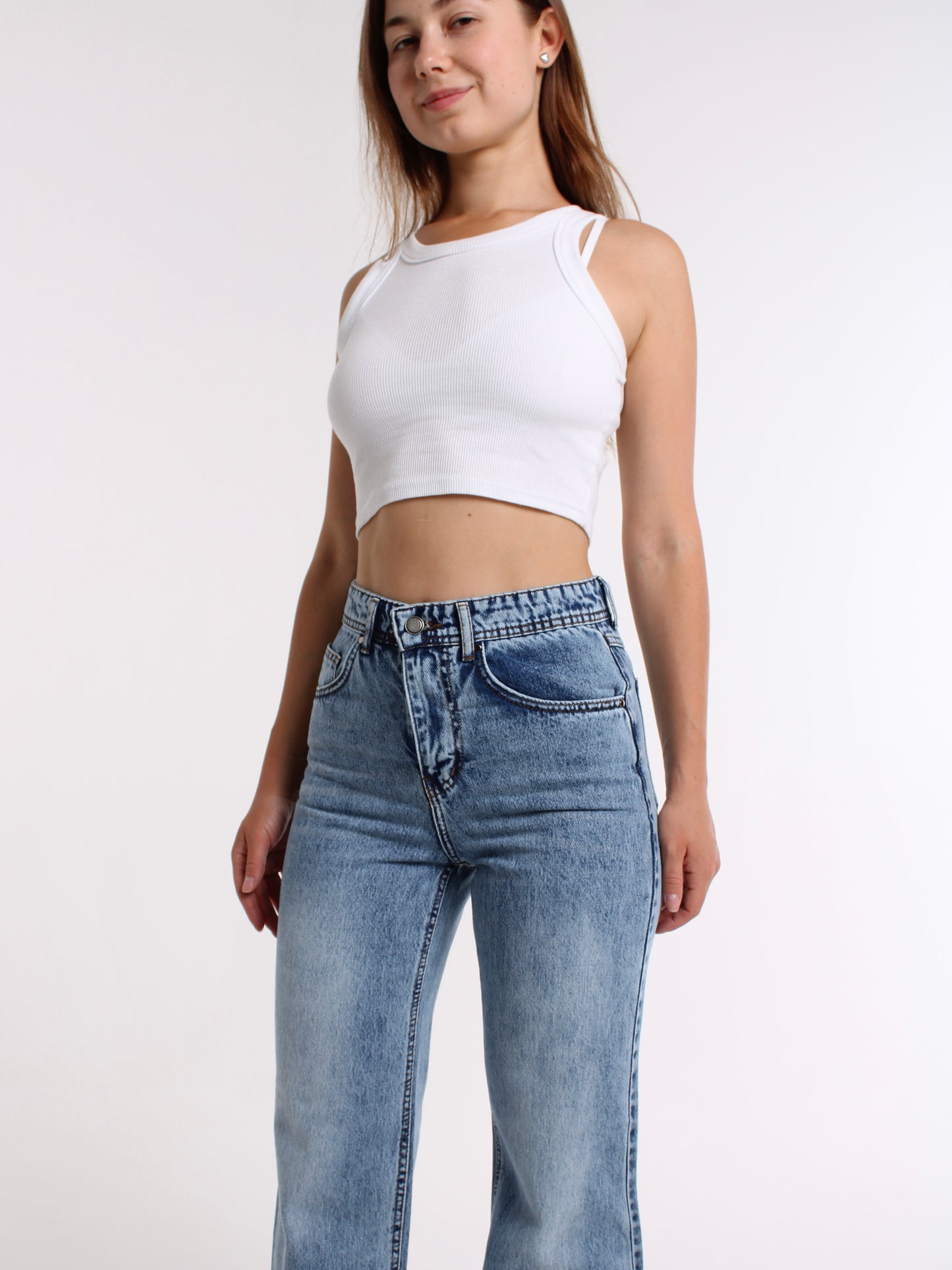 Mid Blue Anna Straight Leg Jeans