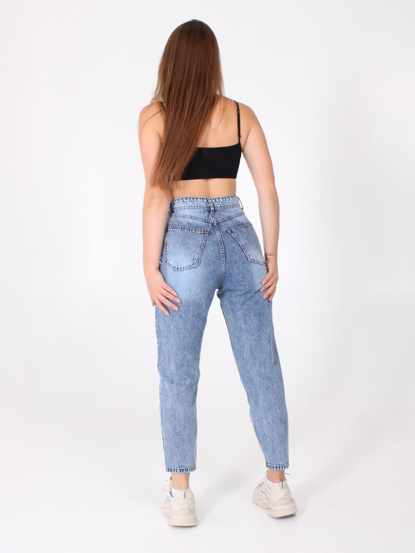 Mid Blue Ripped Polina Mom Jeans