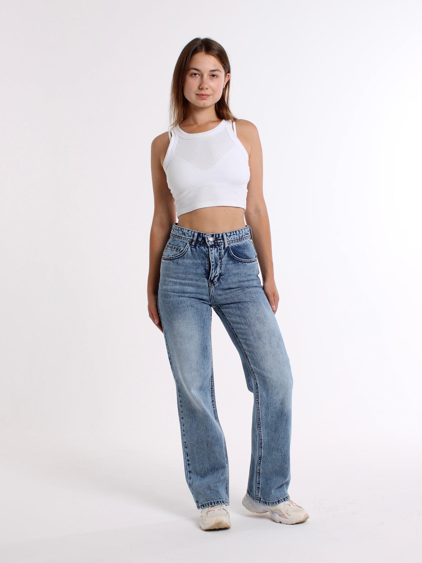 Mid Blue Anna Straight Leg Jeans