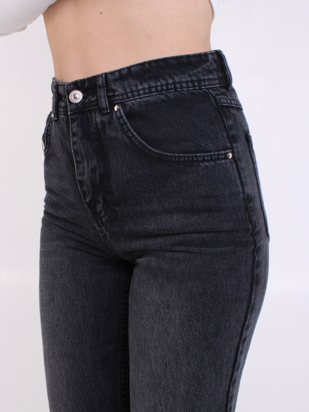 Washed Black Anna Straight Leg Full Length Jeans
