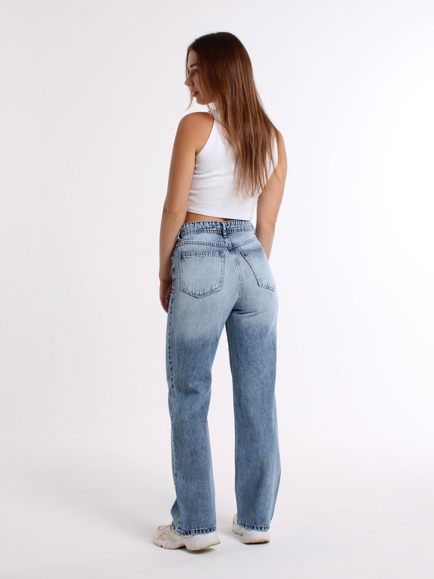 Mid Blue Anna Straight Leg Jeans