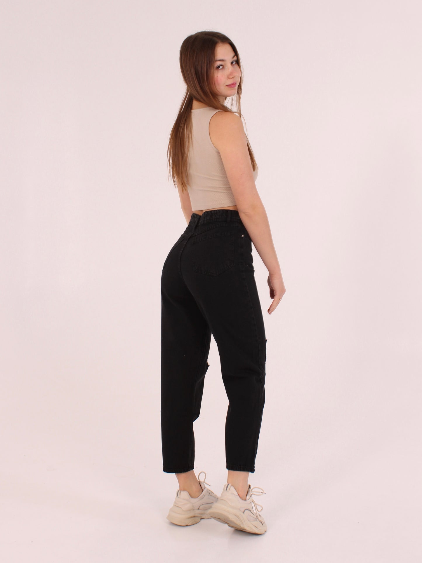 Washed Black Ripped Polina Mom Jeans
