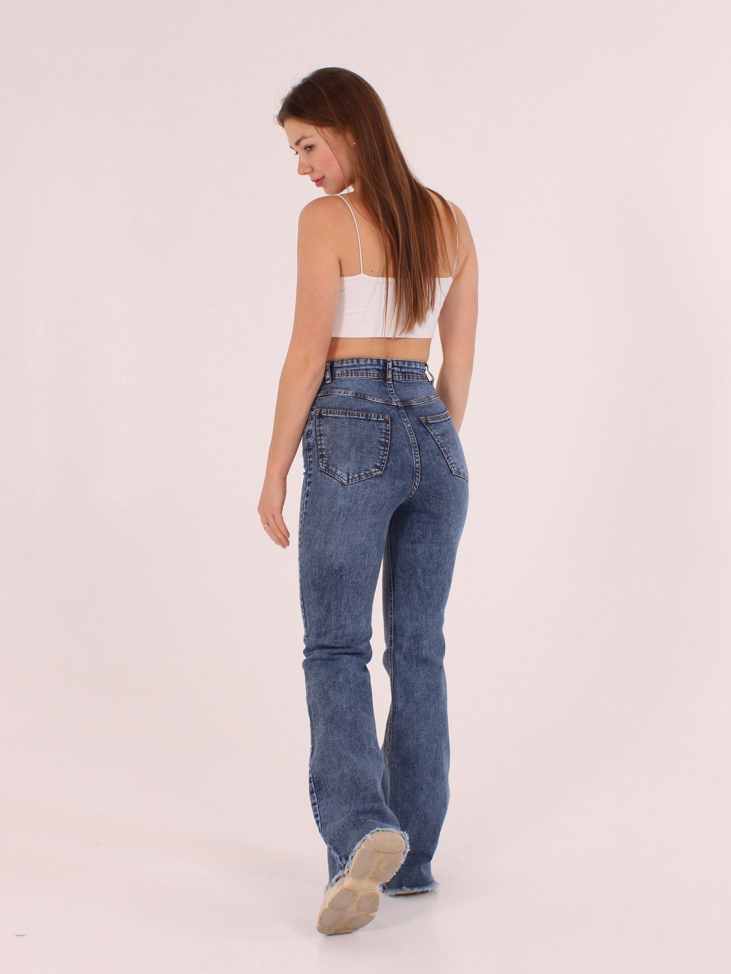 Cropped Mid Blue Viki Flared 70's