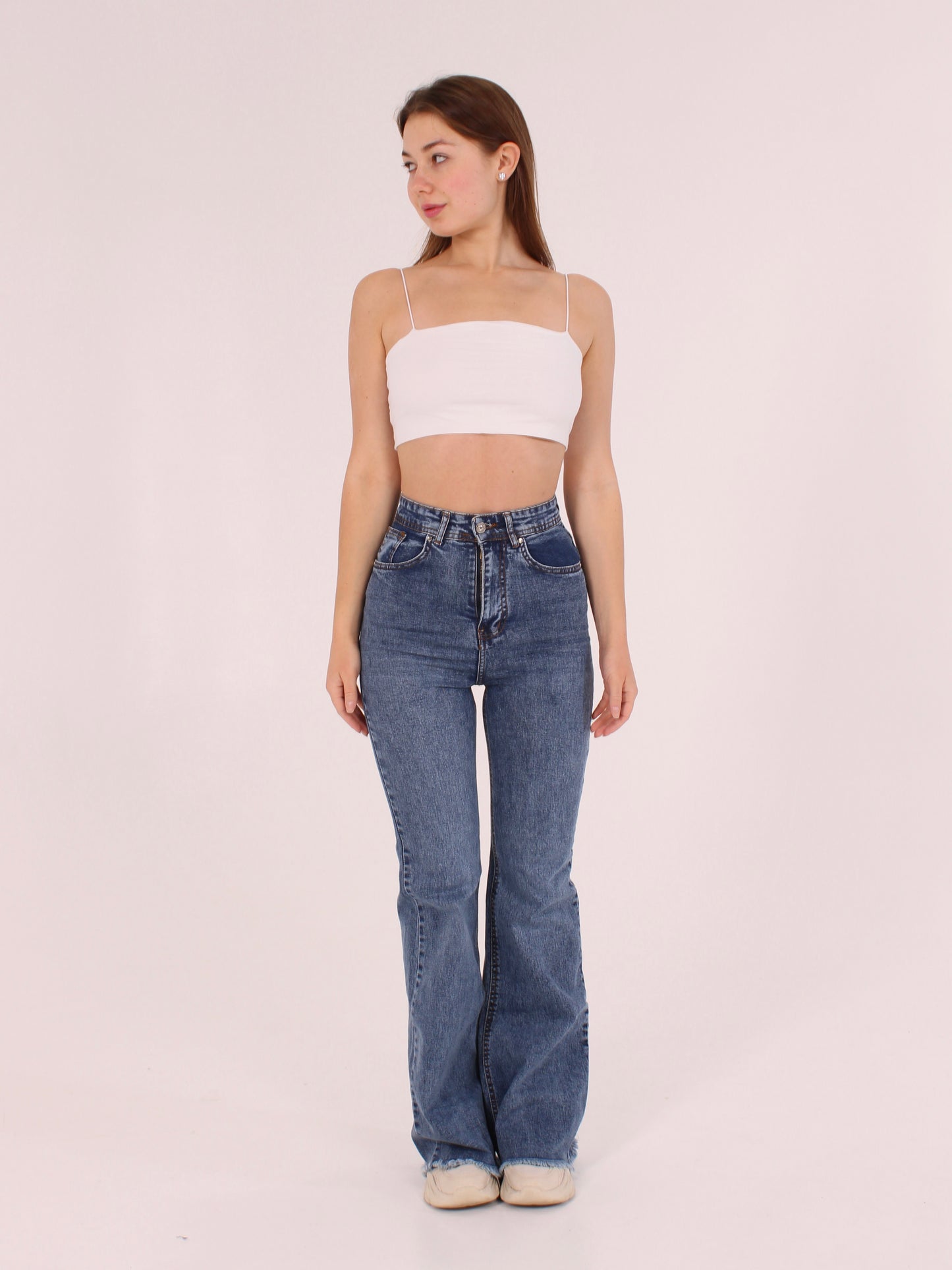 Cropped Mid Blue Viki Flared 70's