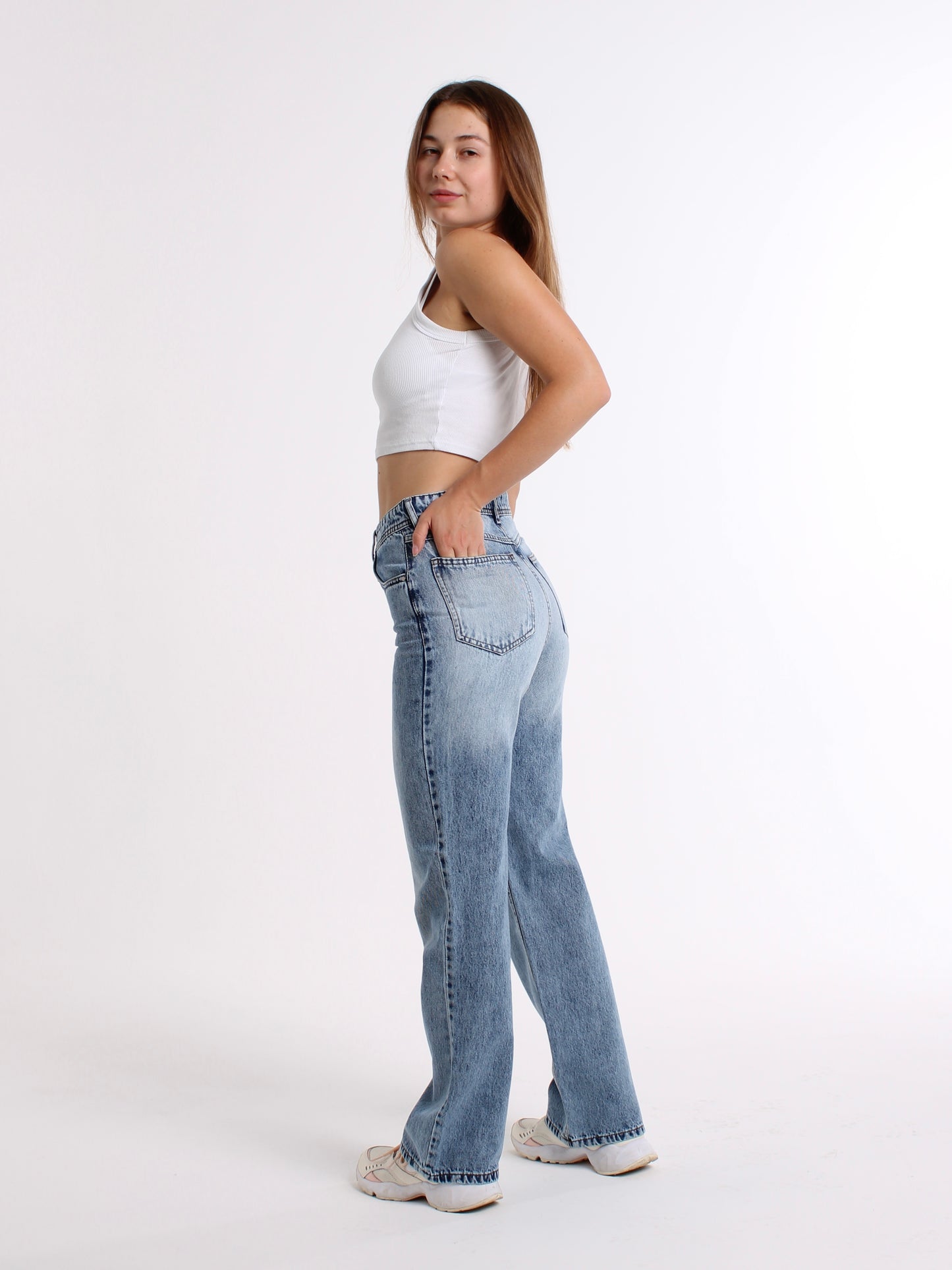 Mid Blue Anna Straight Leg Jeans