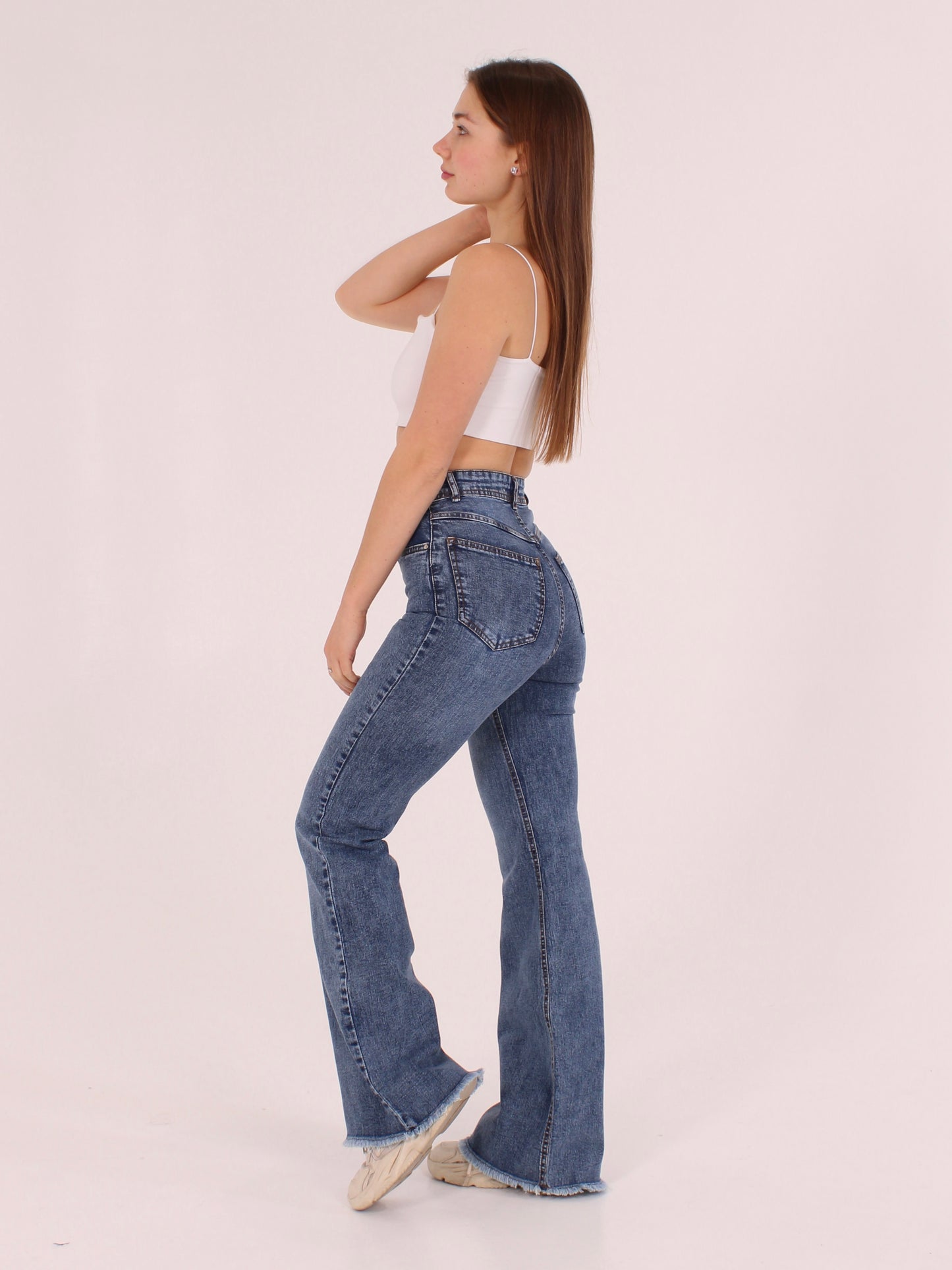 Cropped Mid Blue Viki Flared 70's