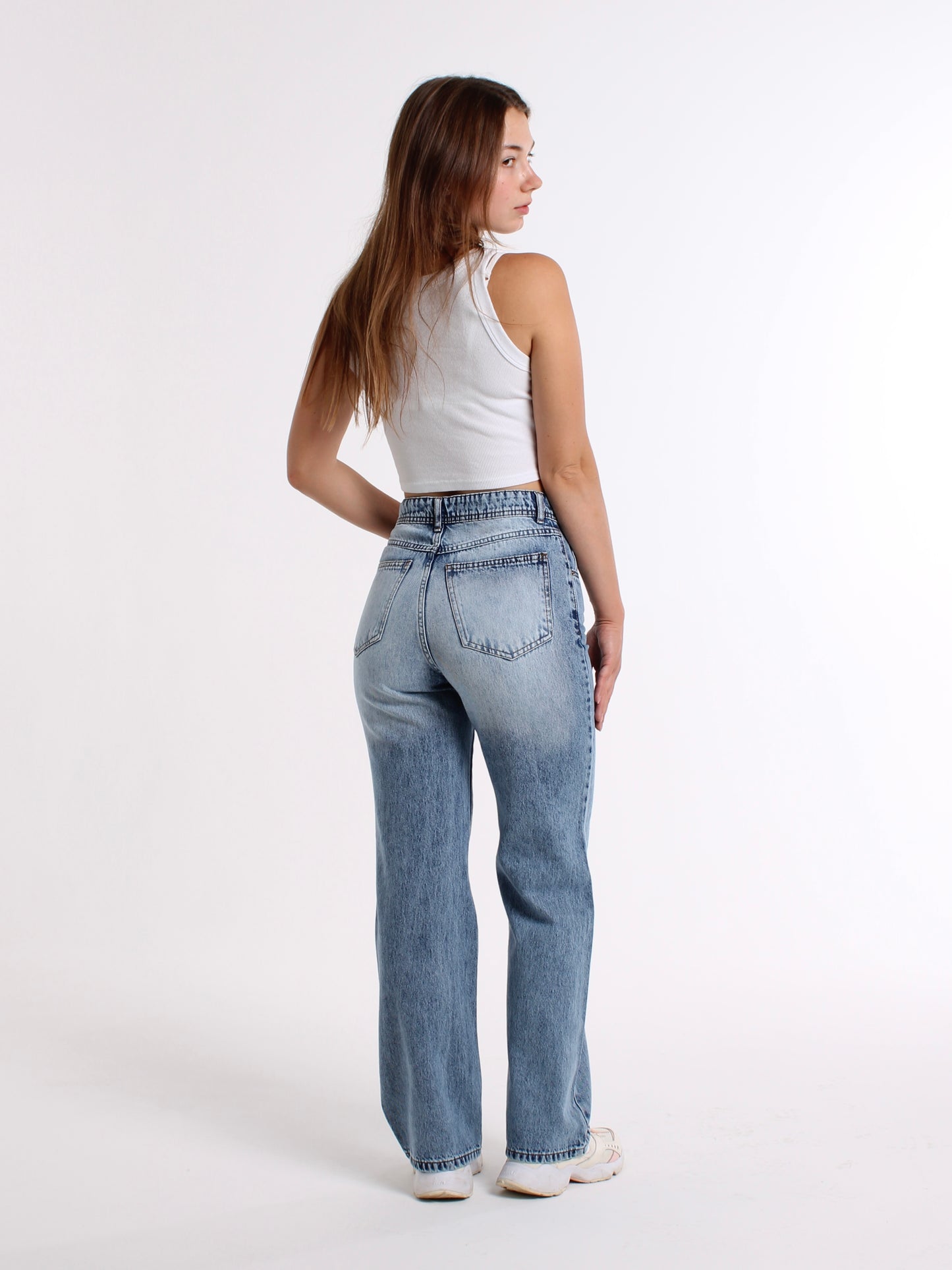 Mid Blue Anna Straight Leg Jeans