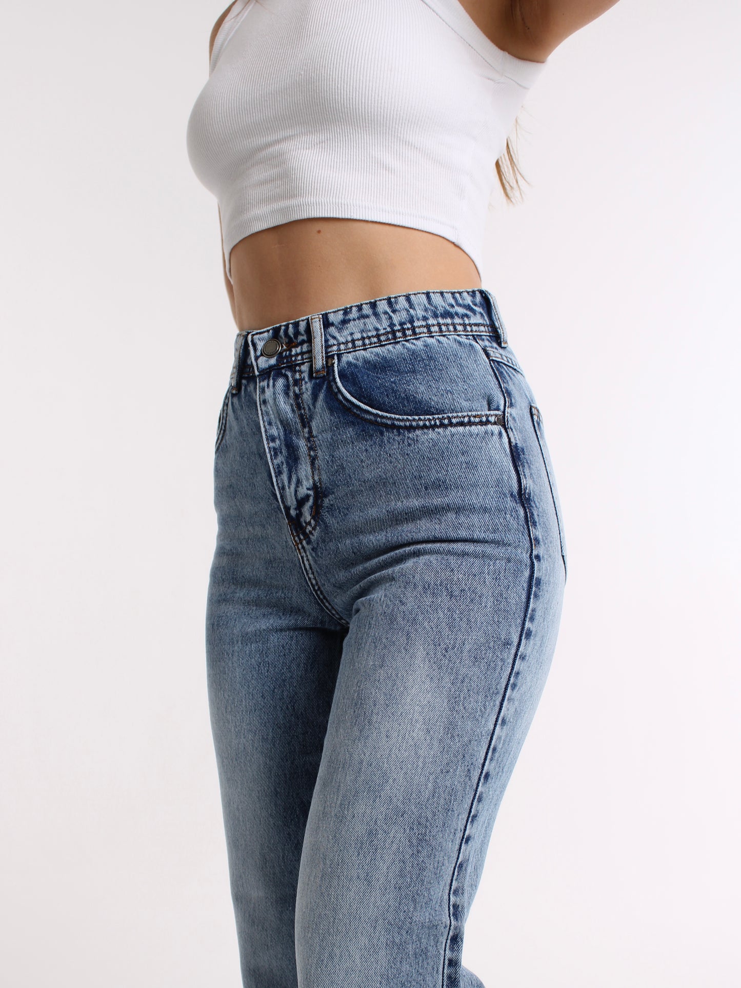 Mid Blue Anna Straight Leg Jeans