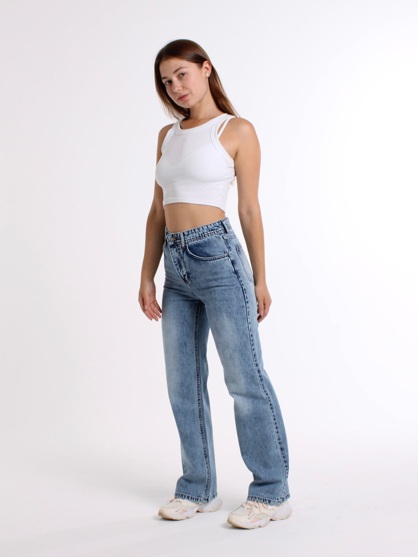 Mid Blue Anna Straight Leg Jeans