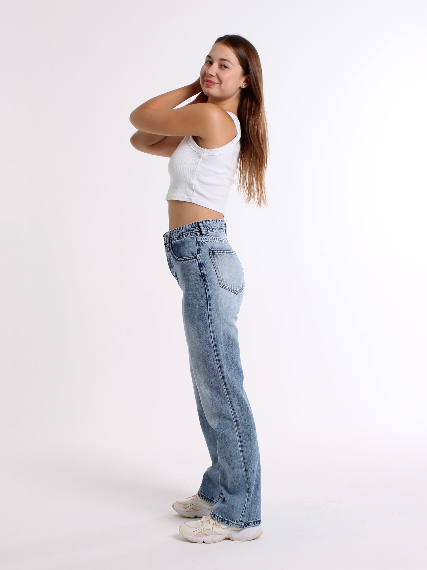 Mid Blue Anna Straight Leg Jeans