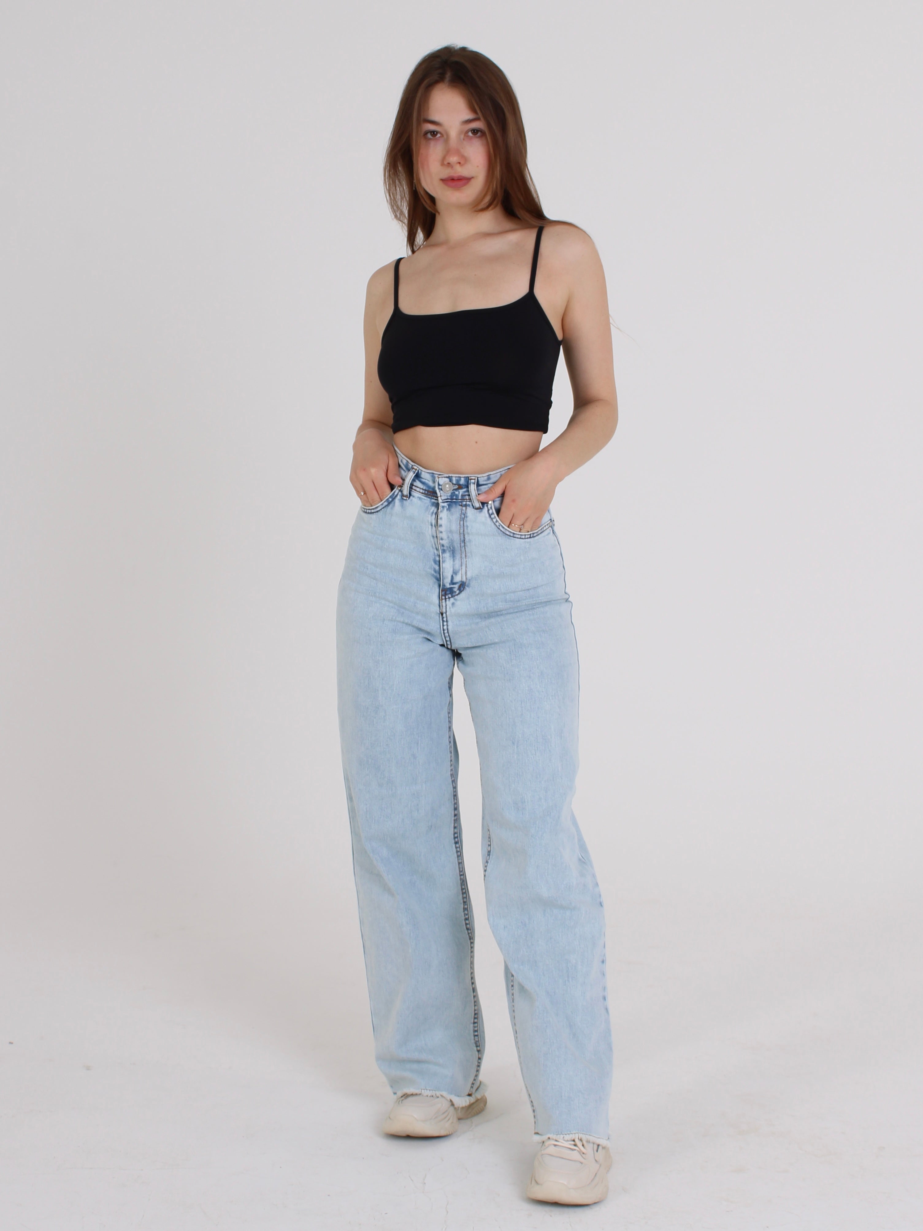 Light Blue Cropped Masha Wide Leg Jeans