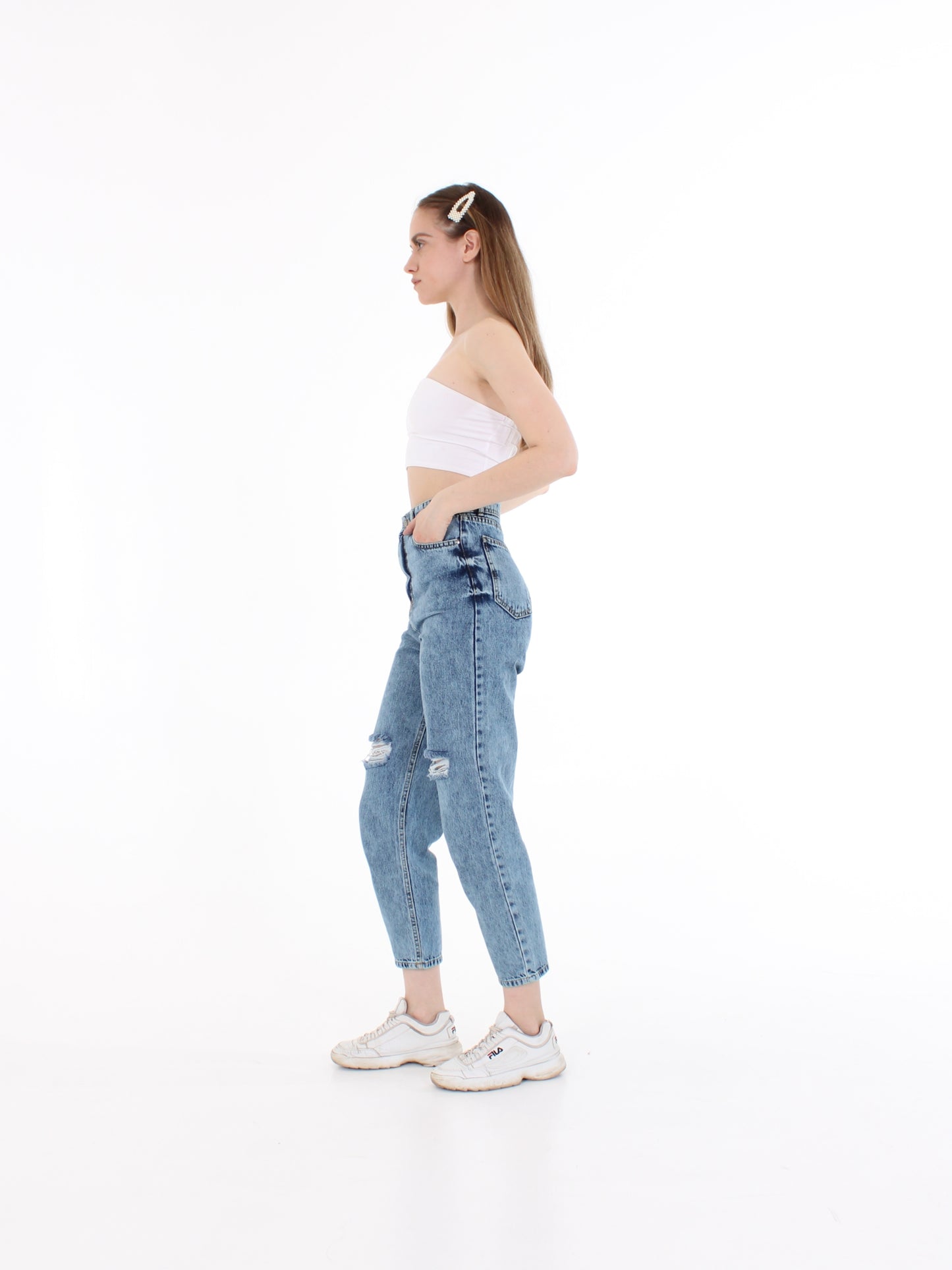 Blue Ripped Polina Mom Jeans